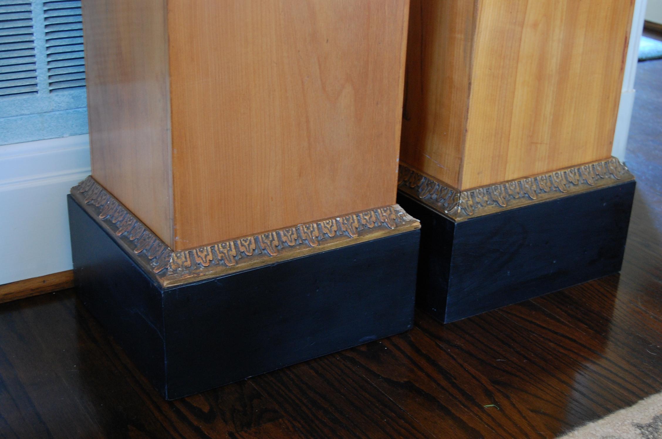 Pair Biedermeier Pedestals circa 1800-1830 with Black Lacquered Tops & Drawers 2