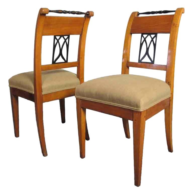 Pair Biedermeier Side or Dining Chairs For Sale