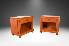 Pair Biedermeier Style Nightstands Hickory White