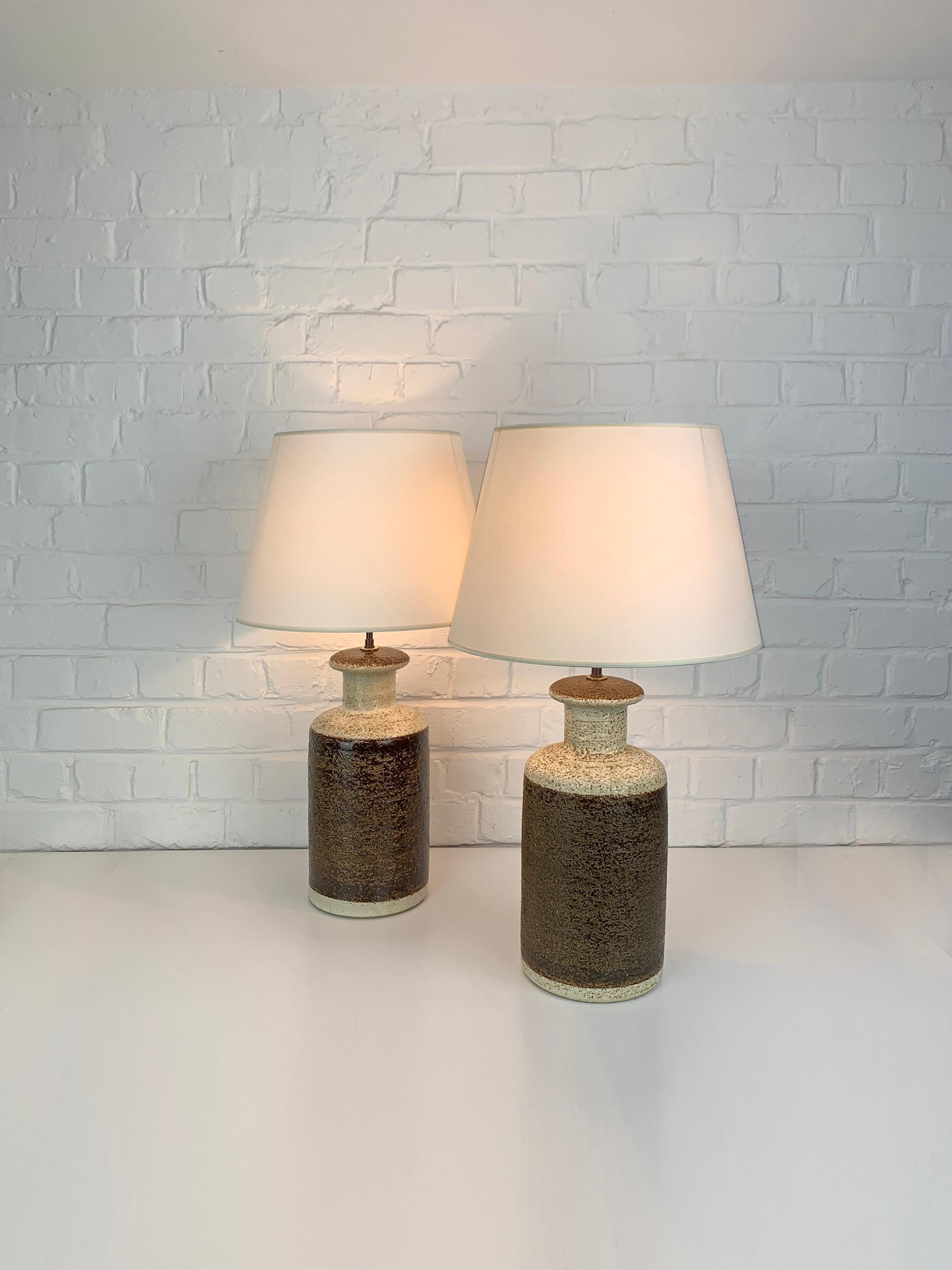 Pair big Danish Søholm Stentøj ceramic table lamps stoneware Svend Aage Jensen In Good Condition For Sale In Vorst, BE