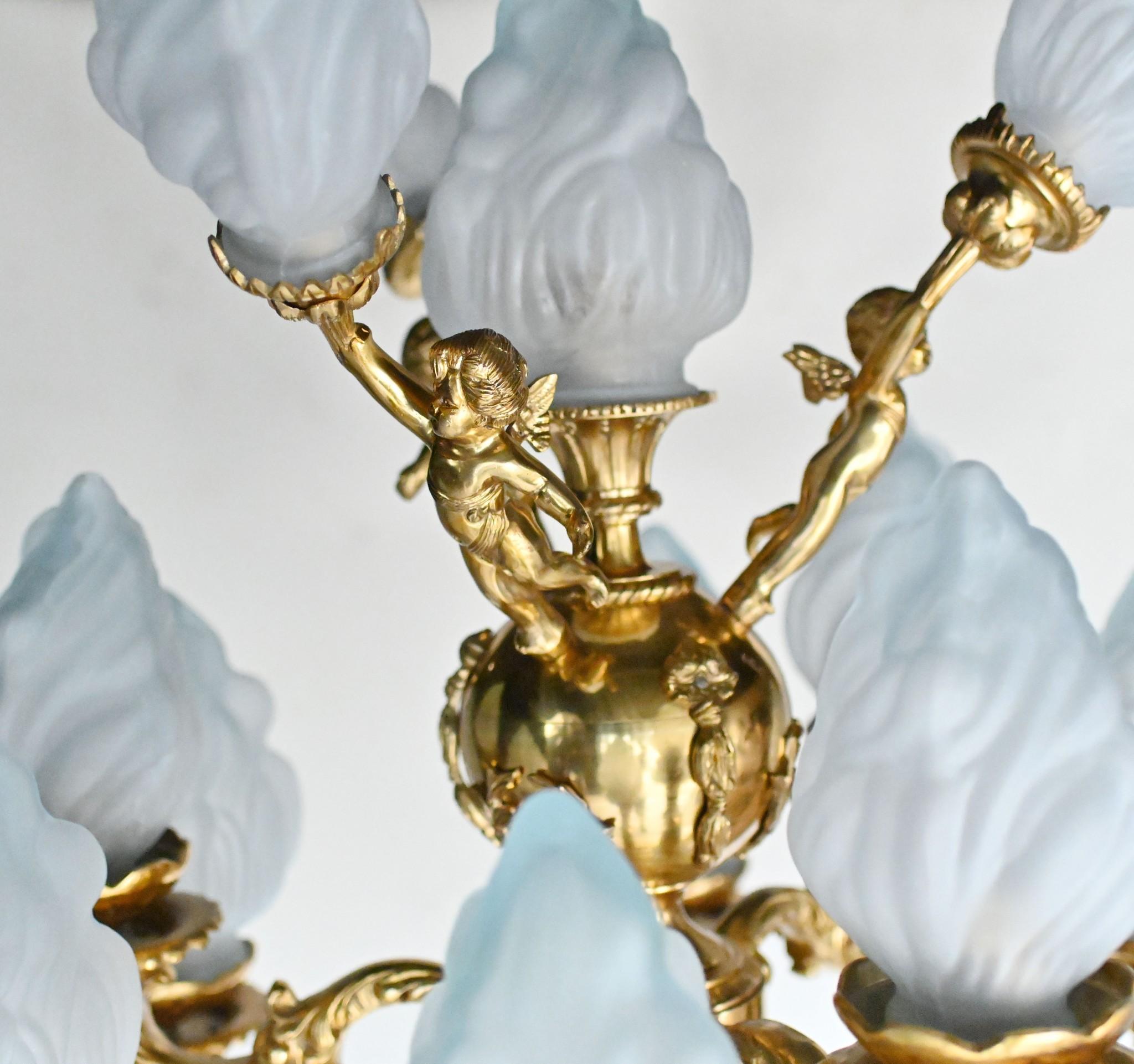 Paire de grands lampadaires français en marbre doré Lights Architectural Candelabras en vente 6
