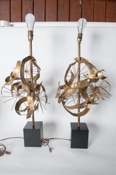 Brutalistisches Lampenpaar aus Bijanischem Messing für Laurel