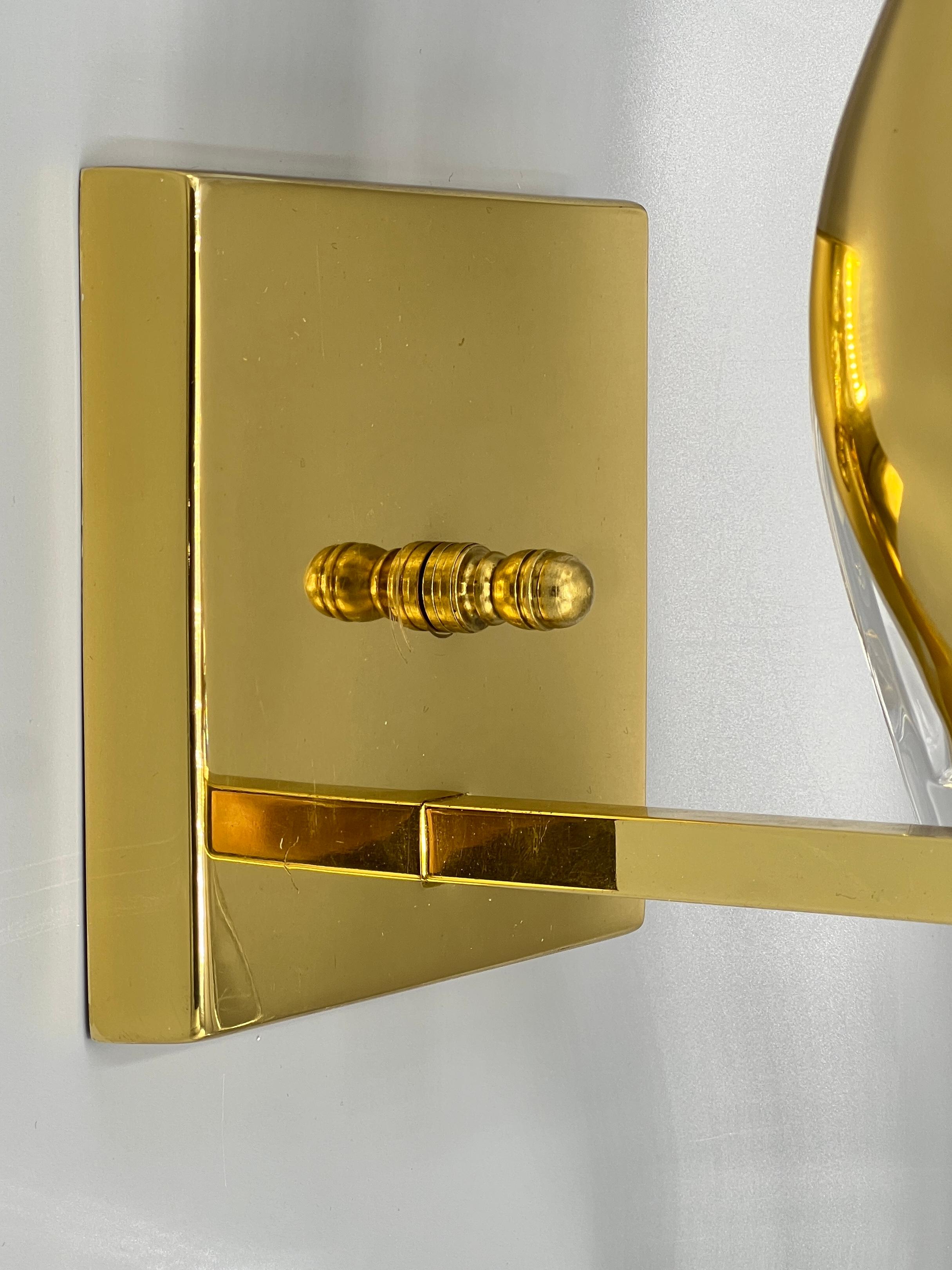 American Pair Bird of Paradise Brass and Glass Sconces by Sergio Orozco for Nulco