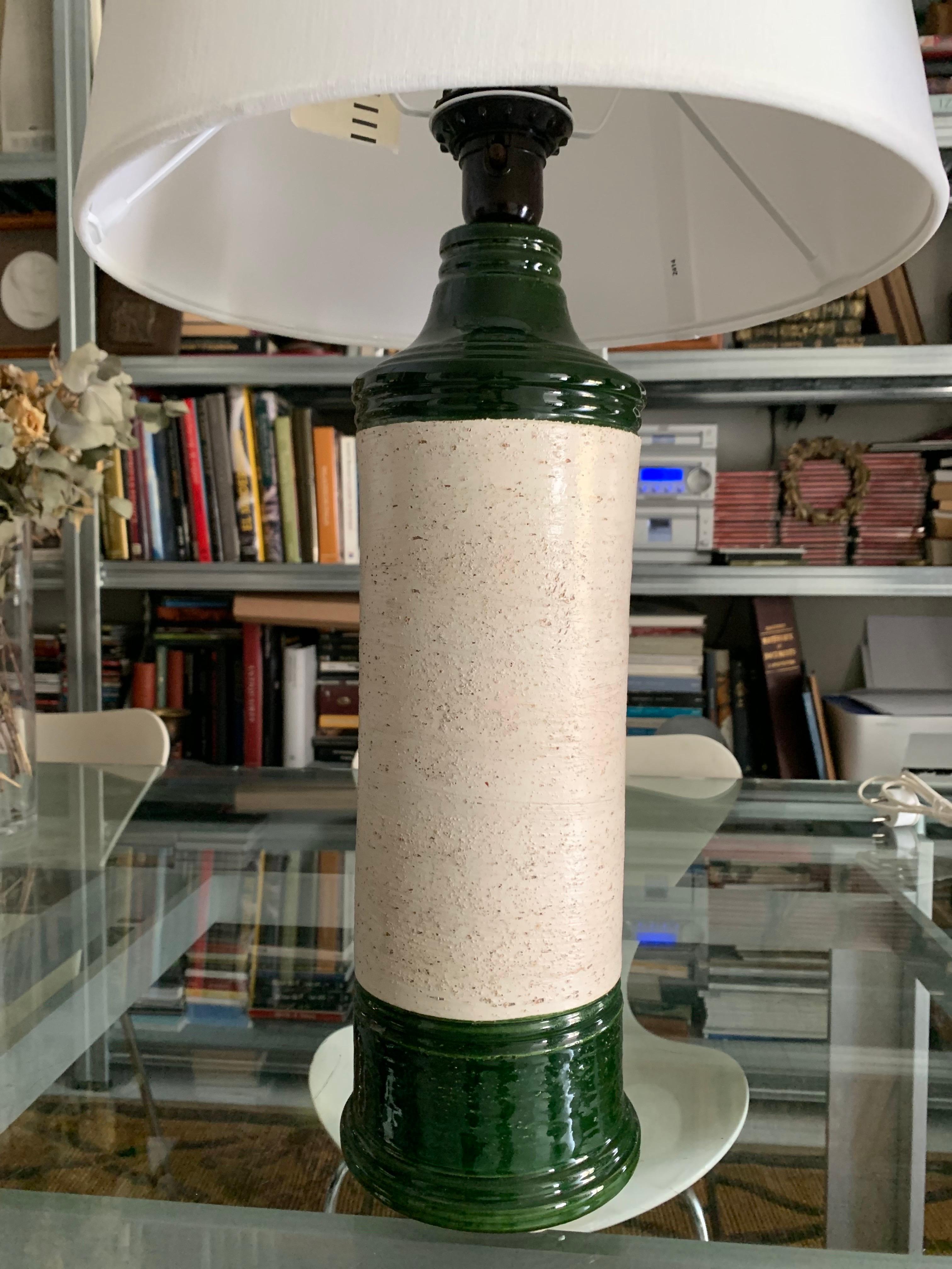 Pair Bitossi Enameled Green Glazec Ceramic Table Lamps For Sale 5