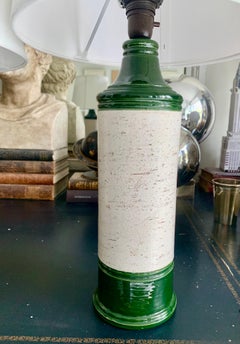 Pair Bitossi Enameled Green Glazec Ceramic Table Lamps