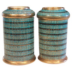 Pair Bitossi Seta Londi Raymor Goodfriend Mid Century Italian Pottery Jars Vases