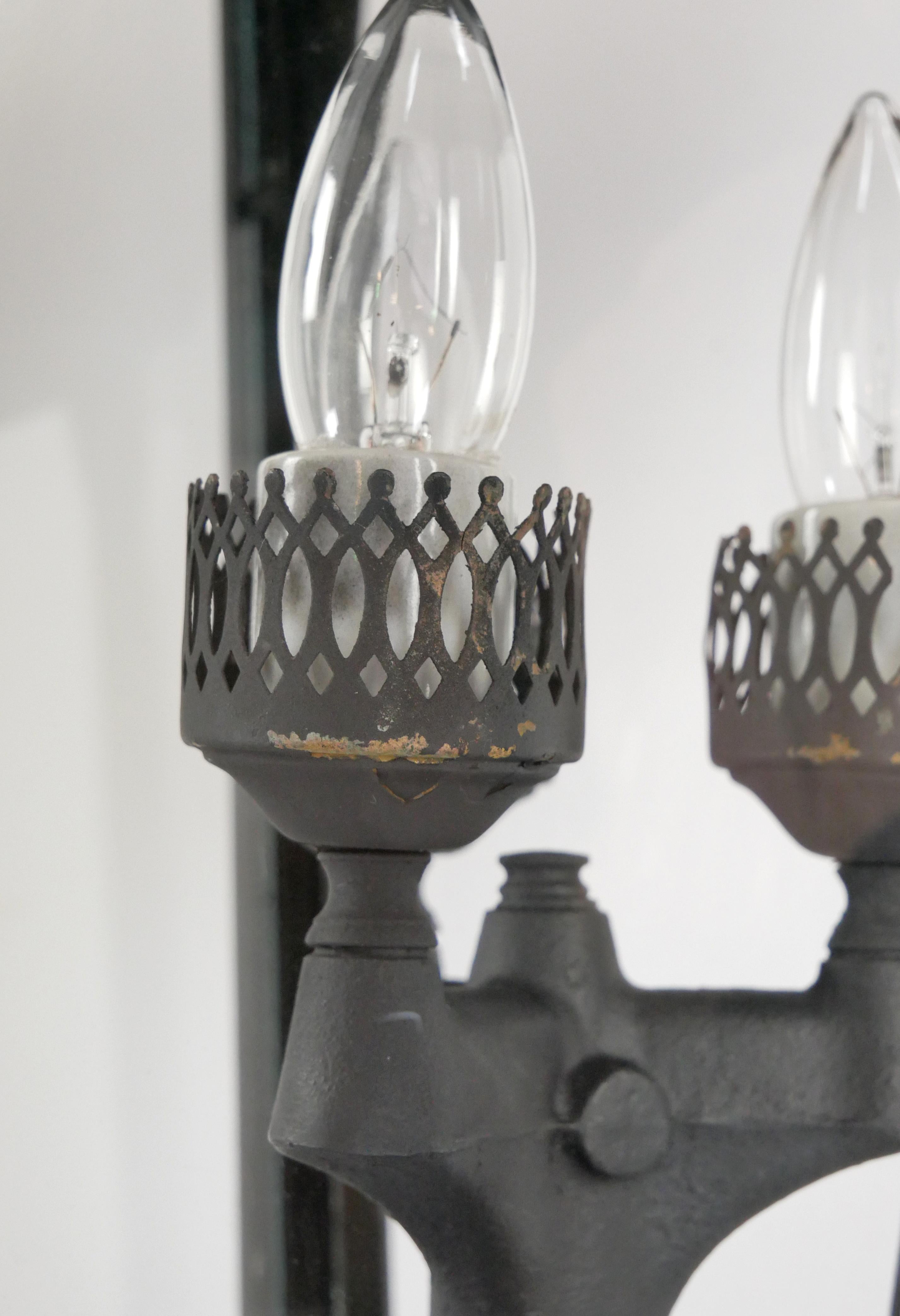 Pair Black Aluminum Eagle Exterior Lantern Wall Sconces For Sale 3