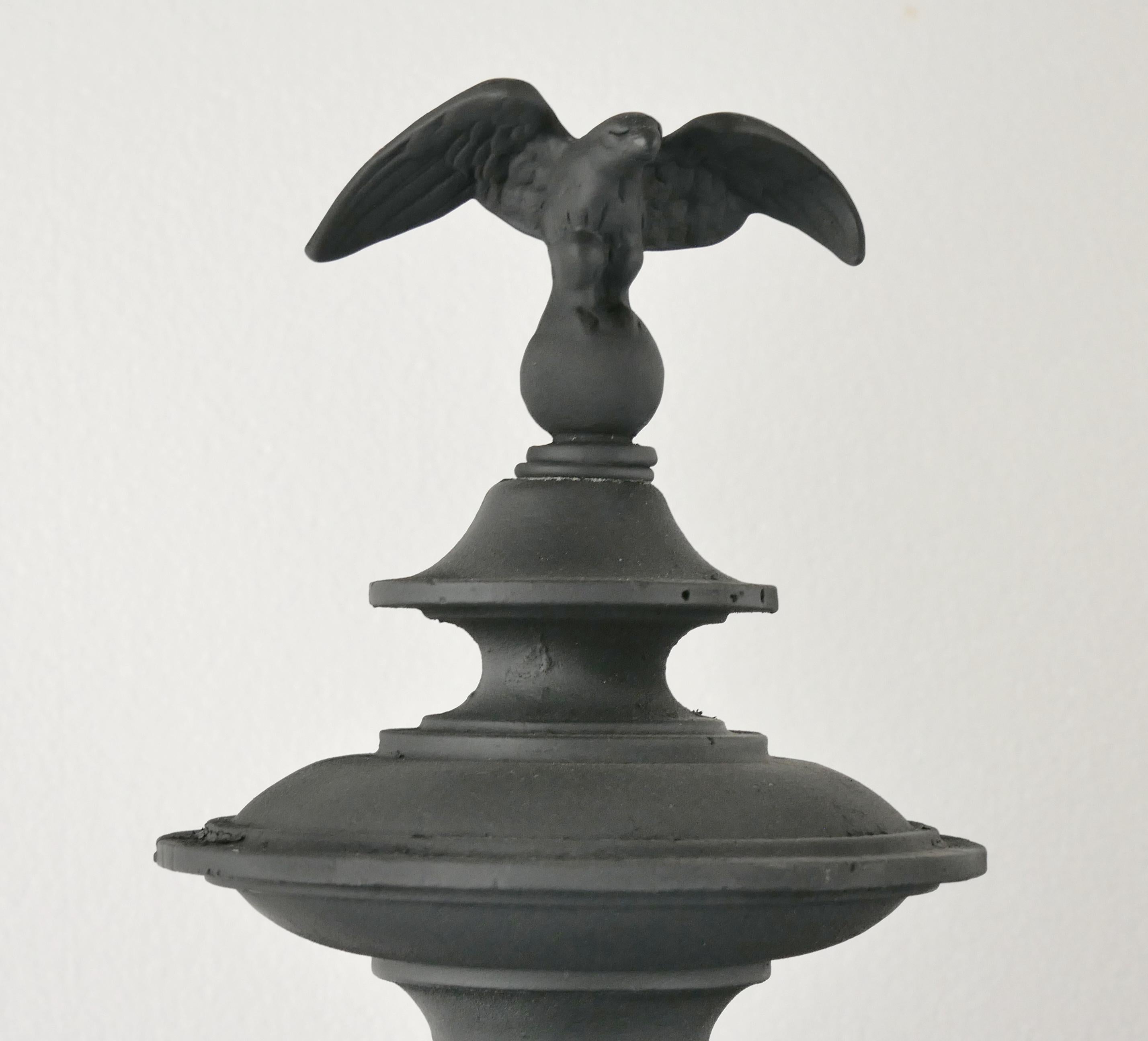 Pair Black Aluminum Eagle Exterior Lantern Wall Sconces For Sale 5