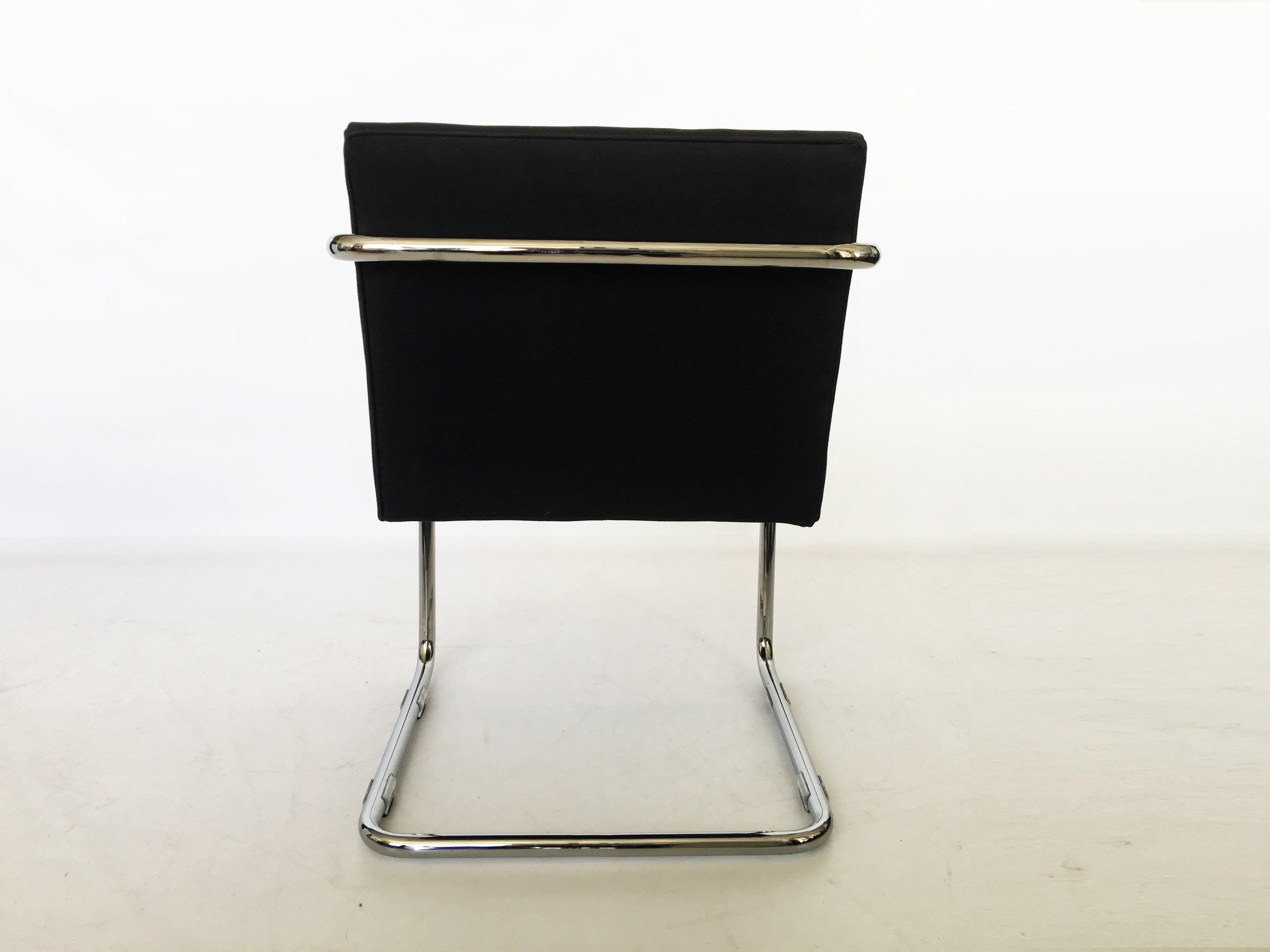 Pair Black and Chrome Brno Chairs by Mies van der Rohe for Thonet For Sale 1