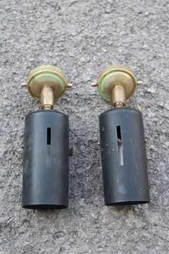 Pair Black and Gold Directional Spotlights Brass Metal Gino Sarfatti Arteluce