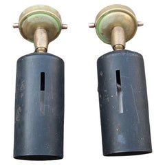 Coppia di faretti direzionali neri e oro in ottone e metallo Gino Sarfatti for Arteluce