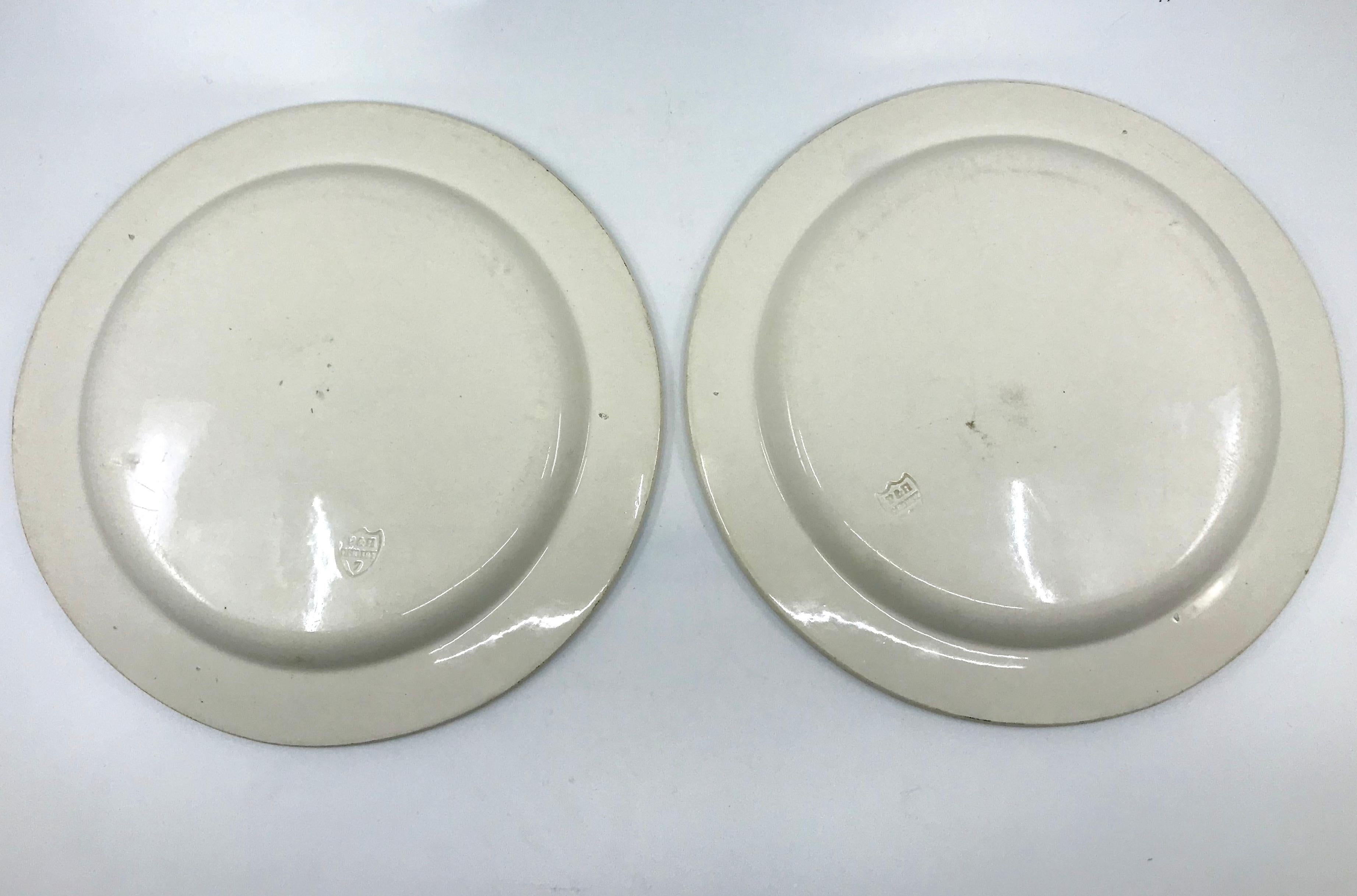 Pair Black and White French Creamware Map Plates For Sale 2