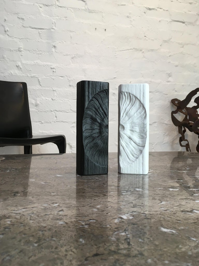 Scarce and collectable, this pair of Op Art, Black and White vases by Martin Freyer typify 1960s, 70s and 80s modernism. The crisp lines and pristine matt finish of the porcelain gives these vases a particular refinement. 

An impression of a