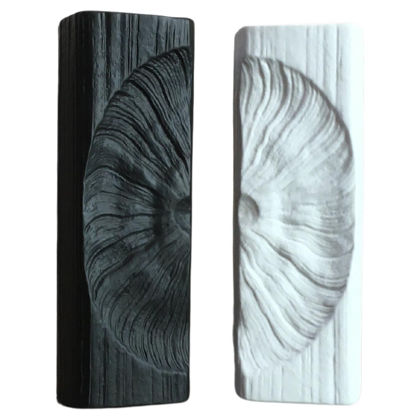 Pair Black and White Op Art Rosenthal Studio-Linie Vases Martin Freyer