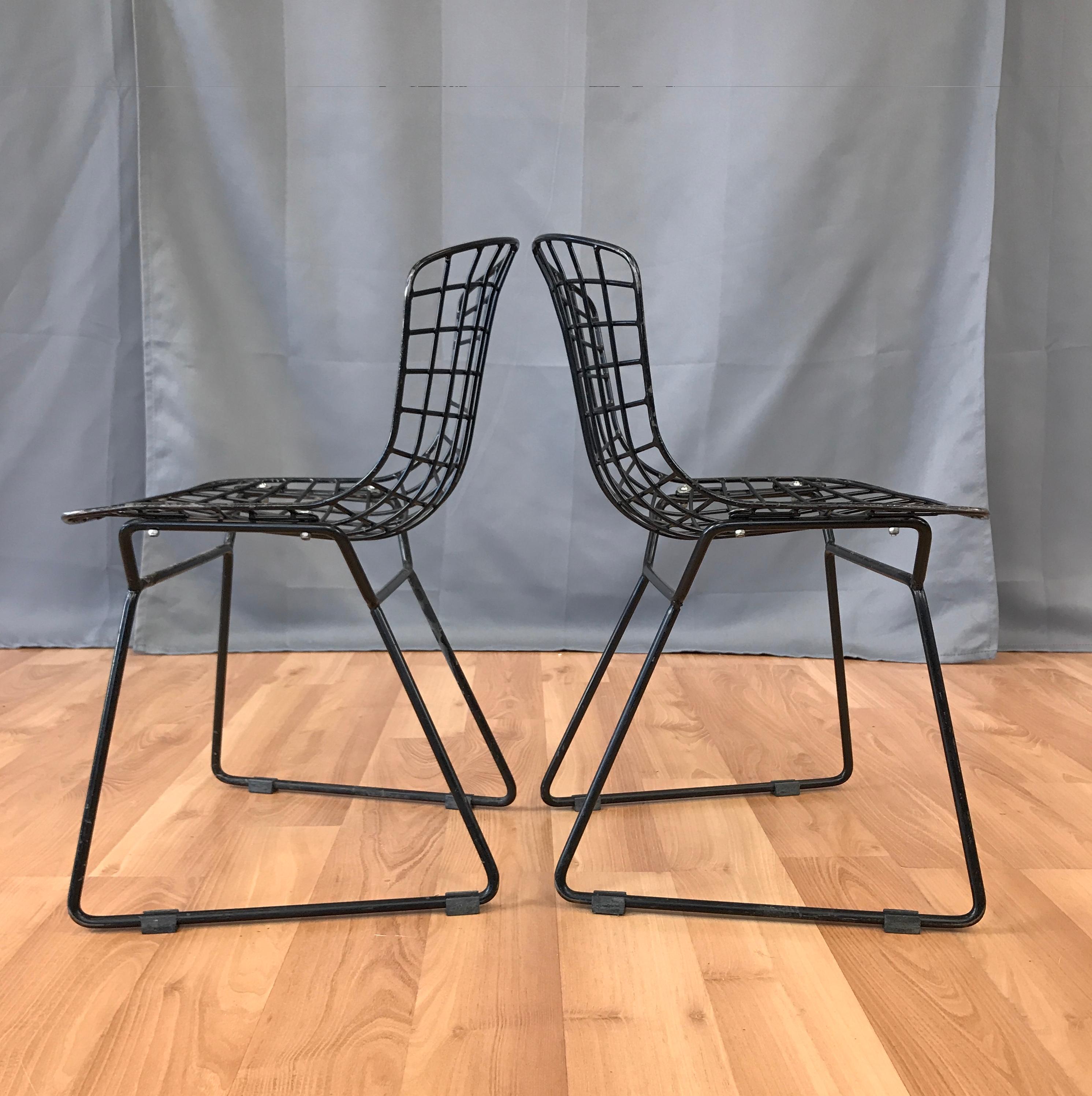American Pair of Black Bertoia Child Size Chairs for Knoll