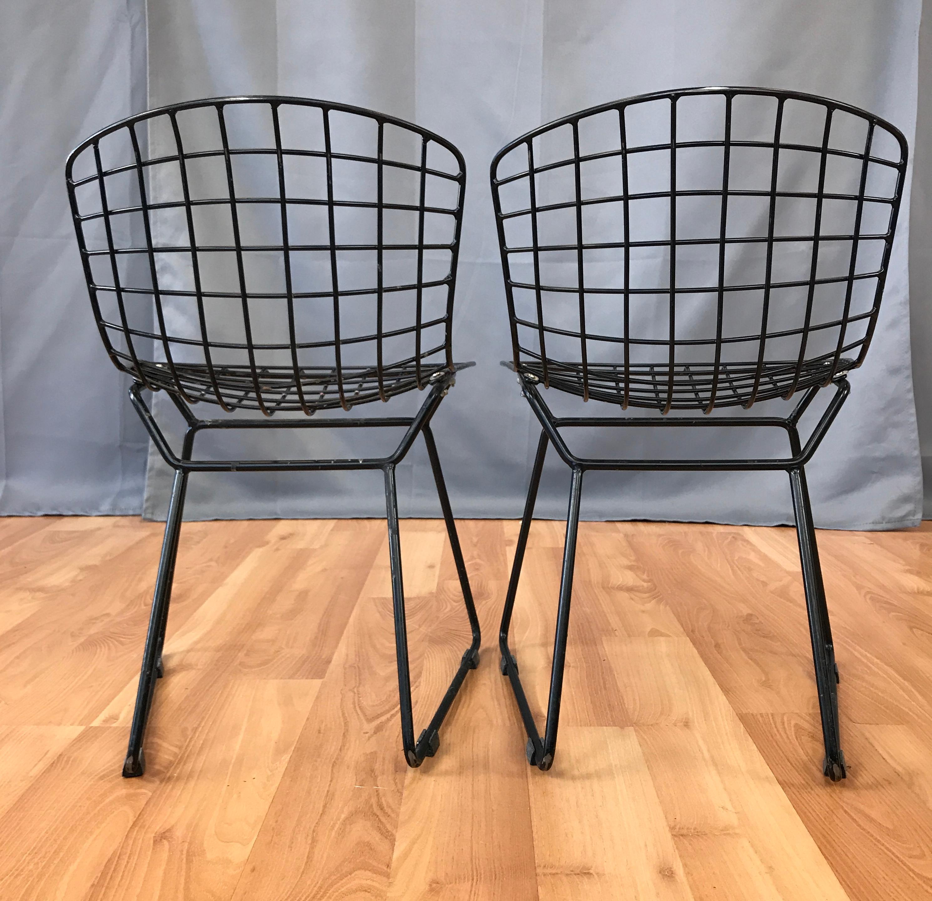 Pair of Black Bertoia Child Size Chairs for Knoll In Good Condition In San Francisco, CA