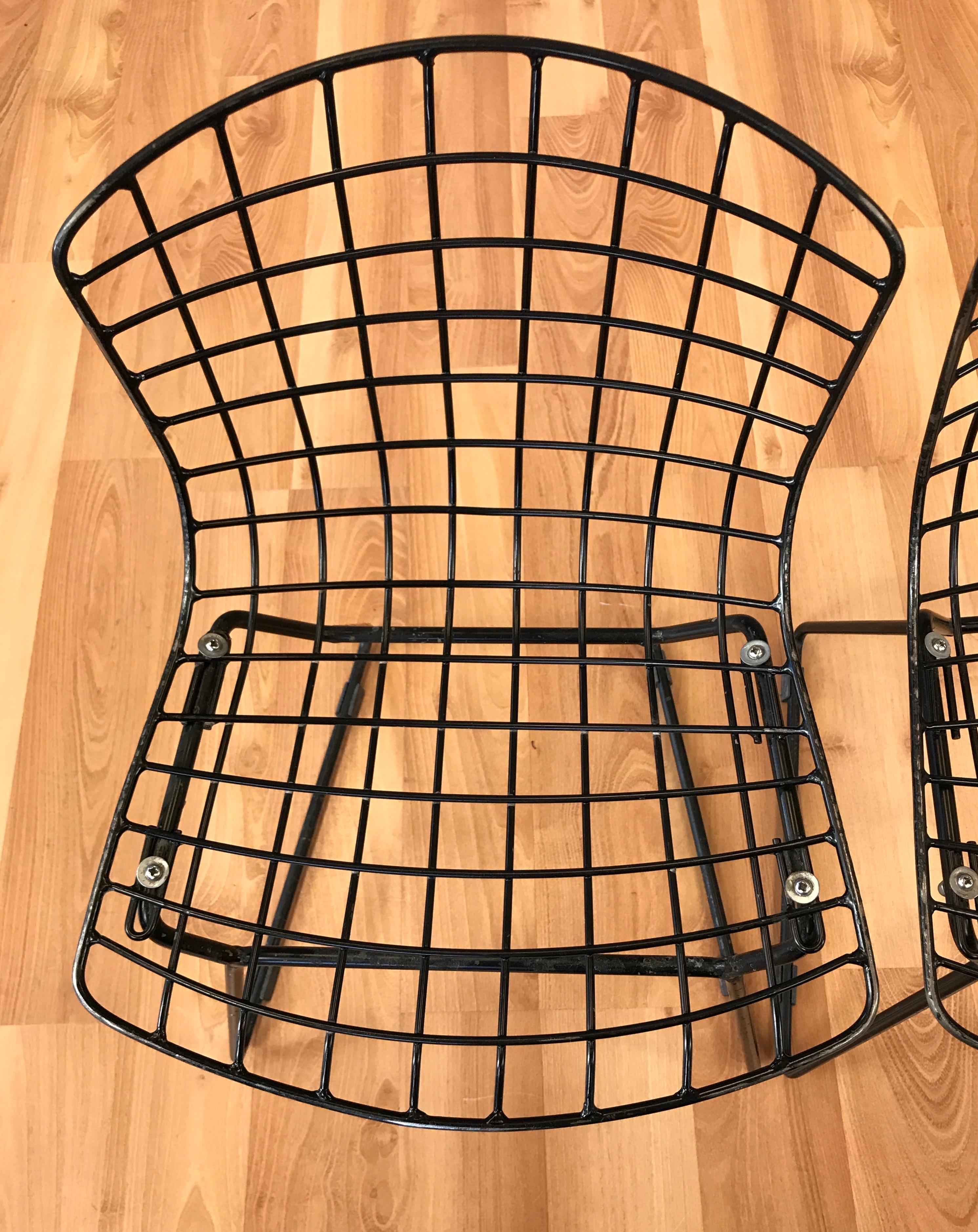 Pair of Black Bertoia Child Size Chairs for Knoll 1