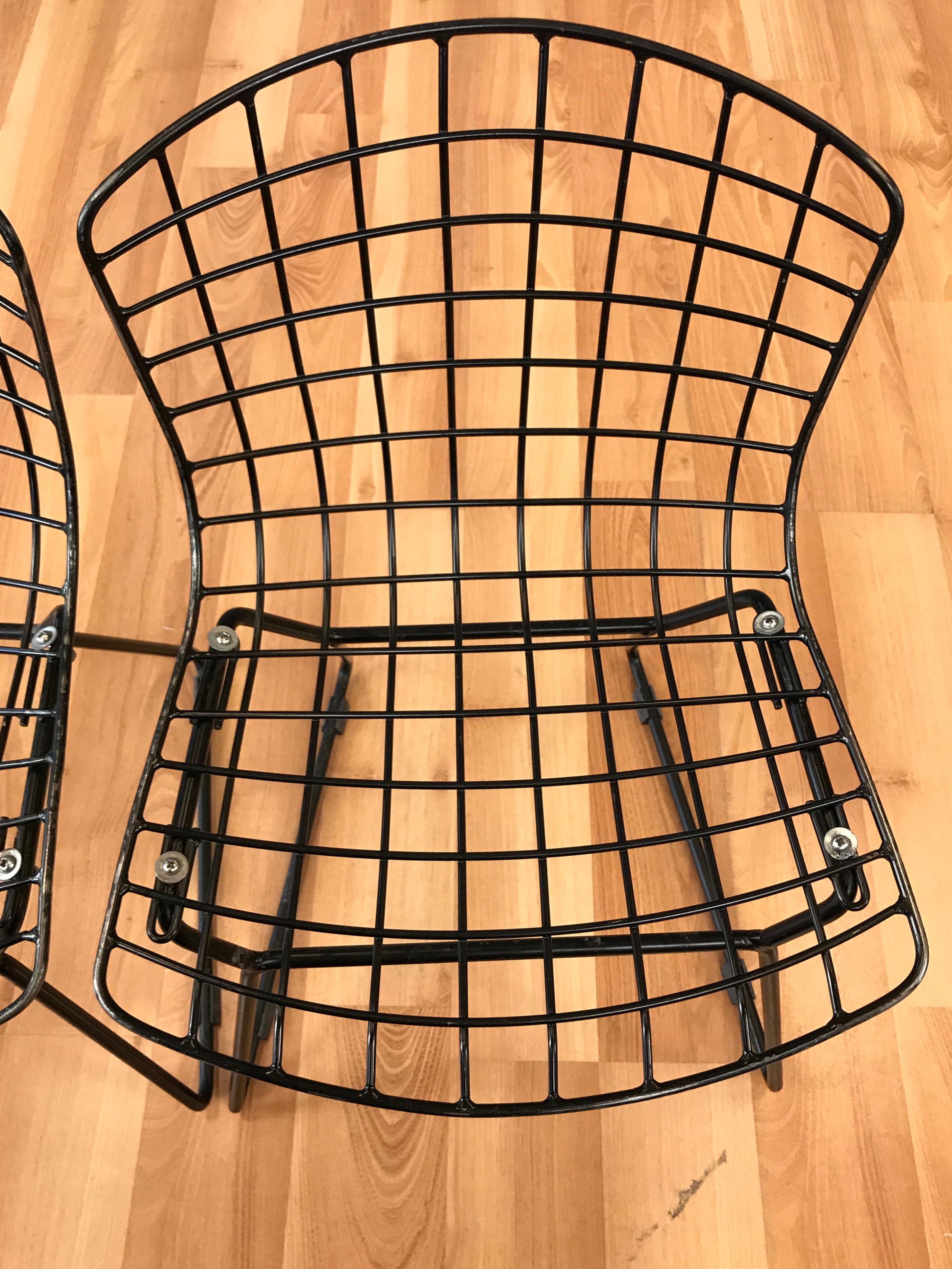 Pair of Black Bertoia Child Size Chairs for Knoll 2