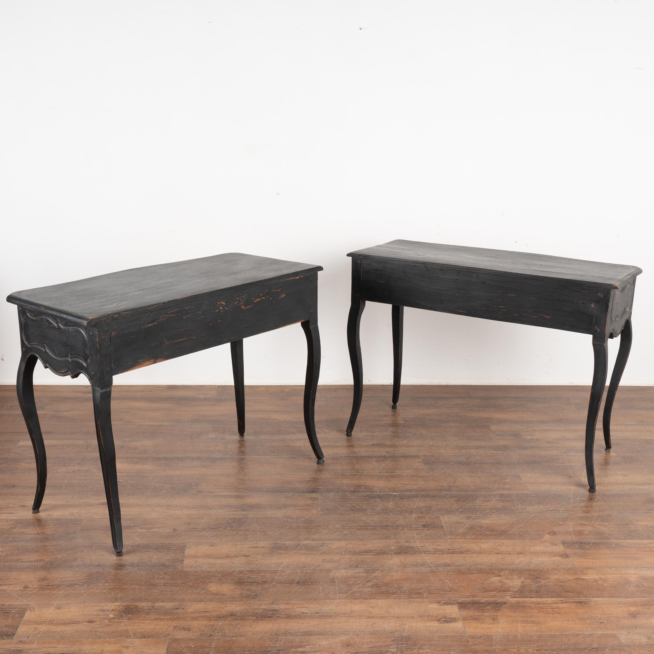 Pair, Black Carved Side Tables With Cabriolet Legs, France circa 1850-70 6