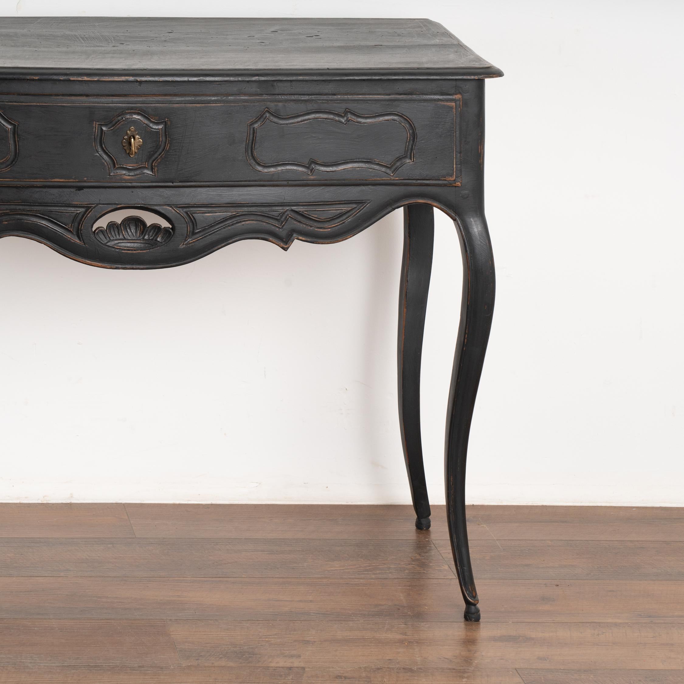 Oak Pair, Black Carved Side Tables With Cabriolet Legs, France circa 1850-70
