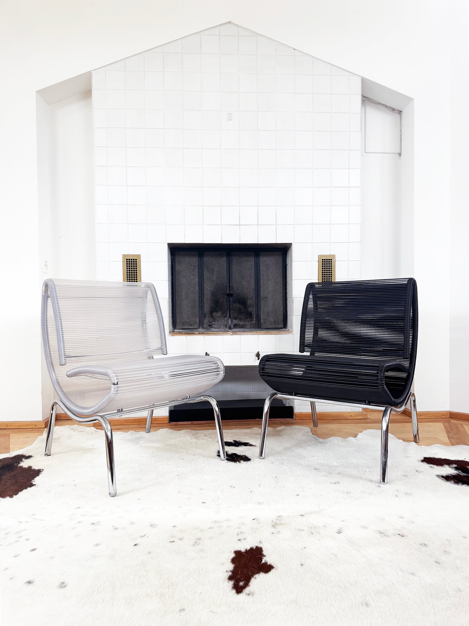 PAIR Black + Clear Chair Model "Hydra" Roberto Semprini for Sintesi, Italy 1994 en vente