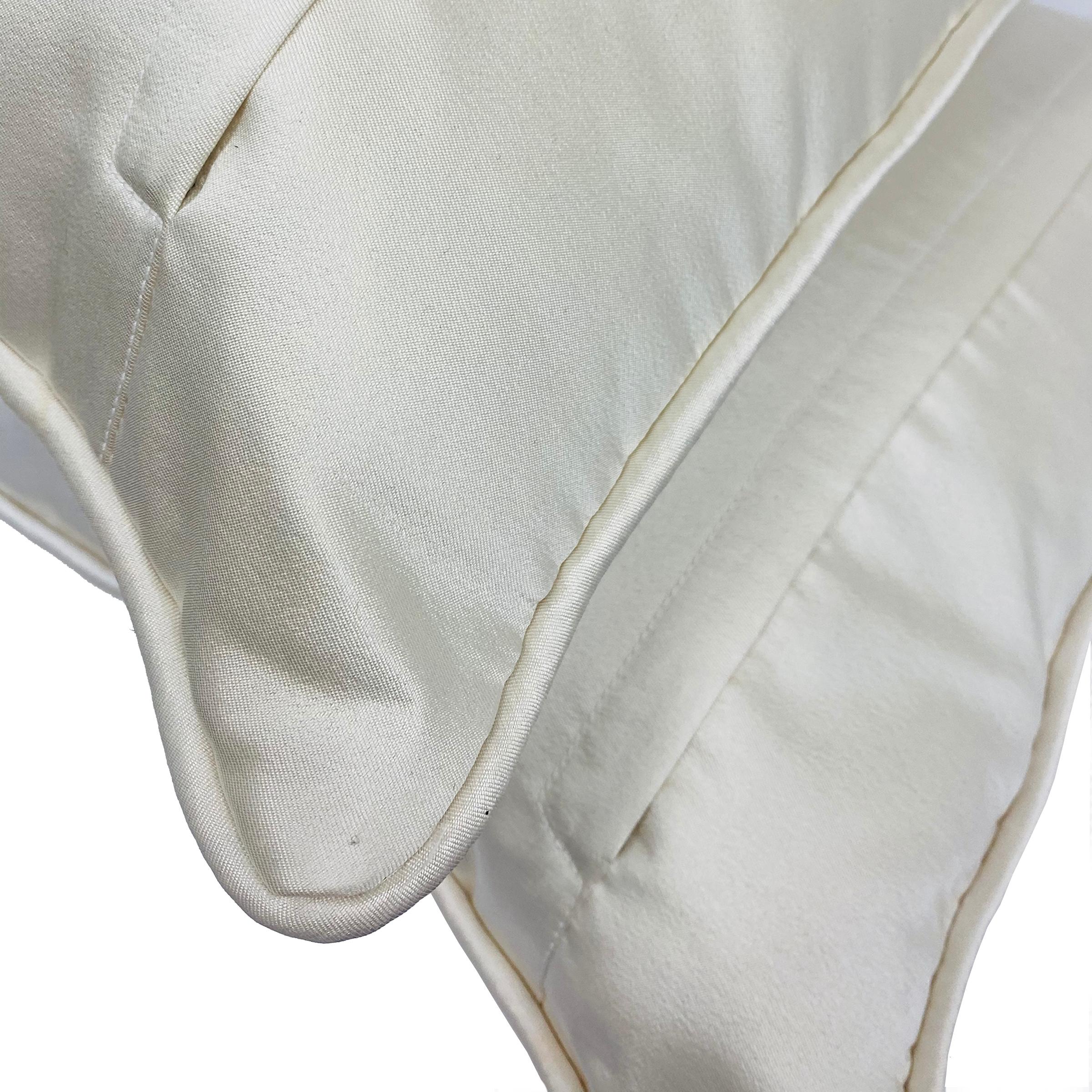 Appliqué Pair Black Criss Cross Off-White Silk Wool Throw Pillows For Sale