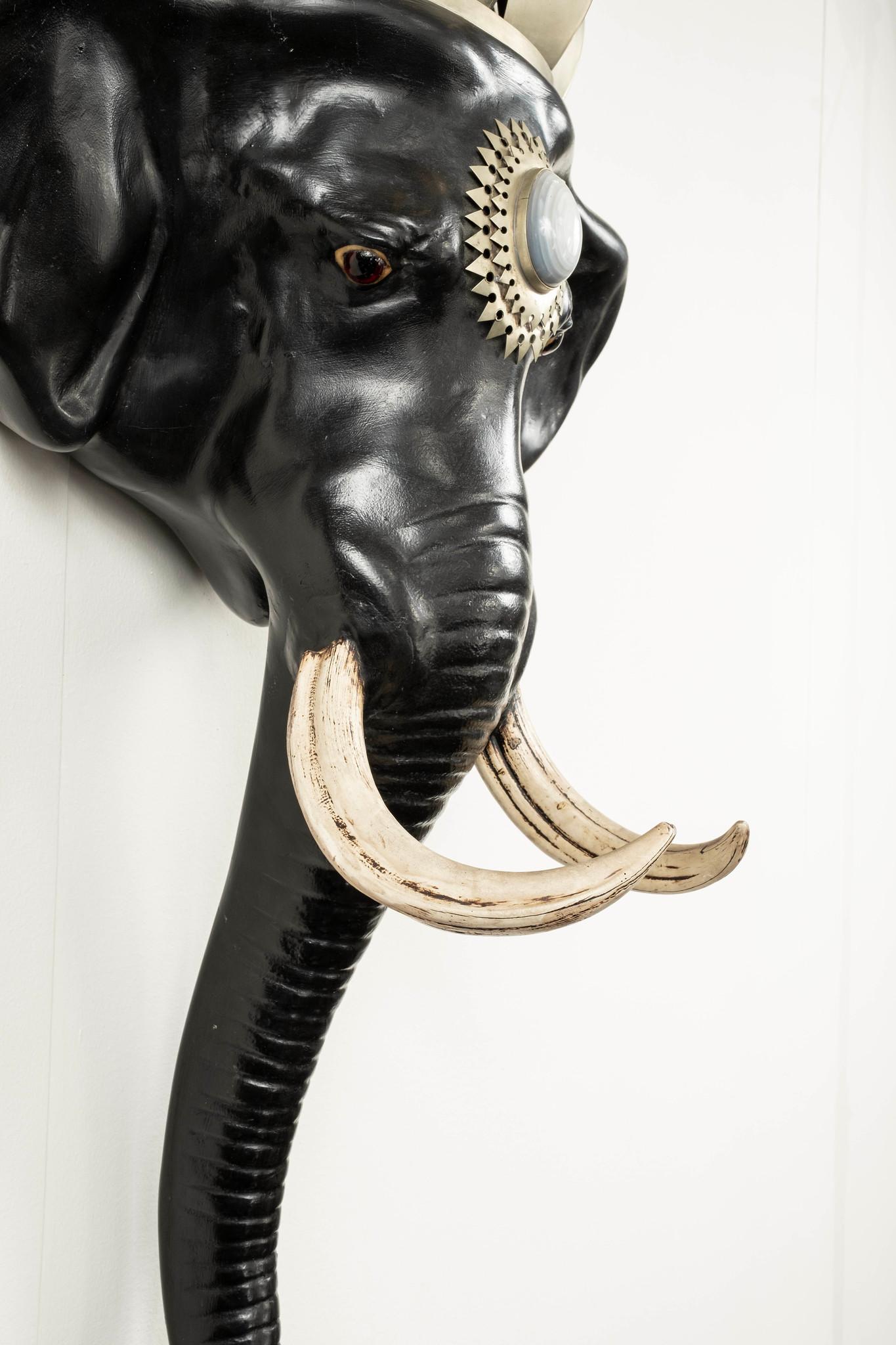Pair Black Elephant Head Mount Sconces  Attr. to Anthony Redmile, circa 1980s For Sale 6