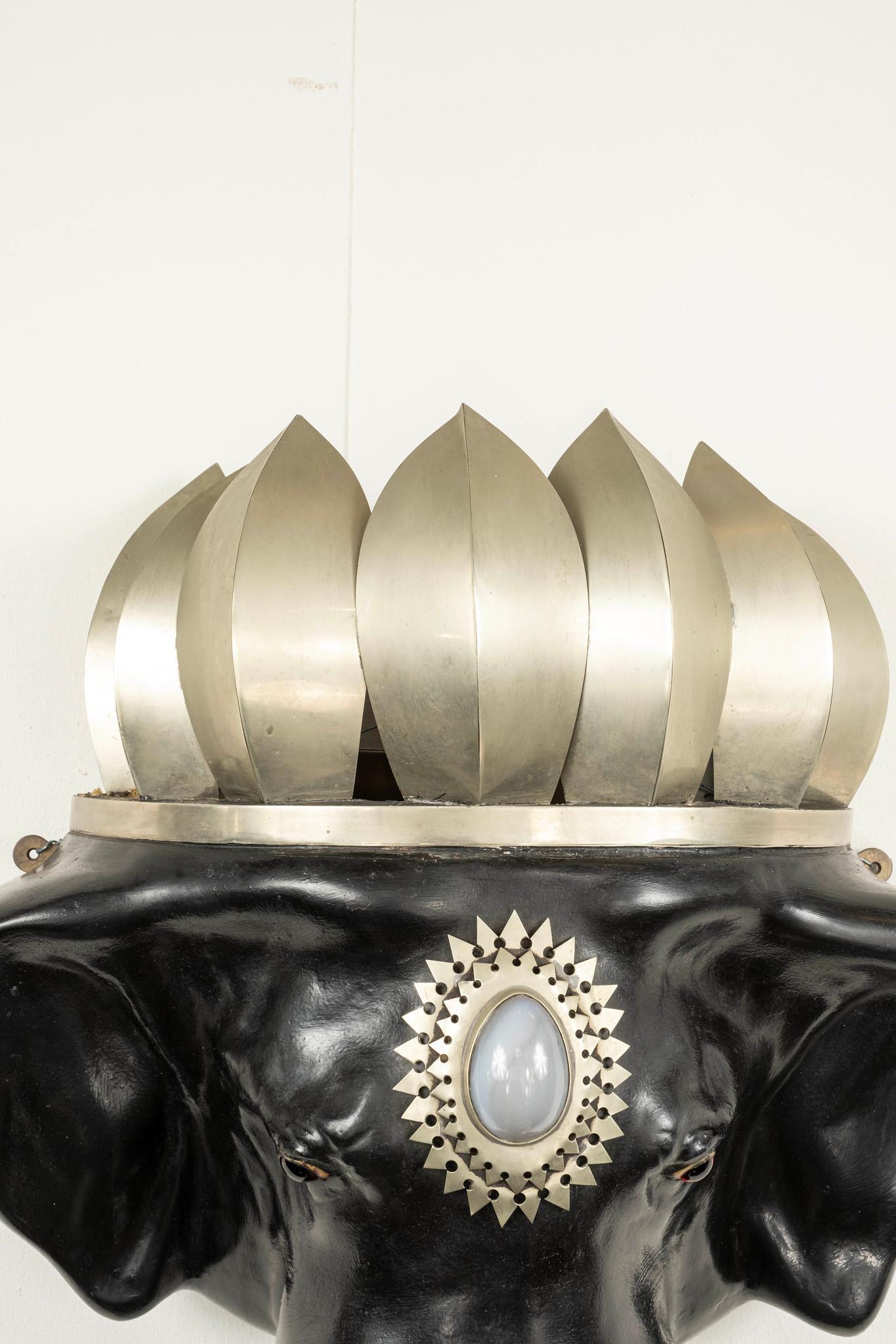 Pair Black Elephant Head Mount Sconces  Attr. to Anthony Redmile, circa 1980s For Sale 8