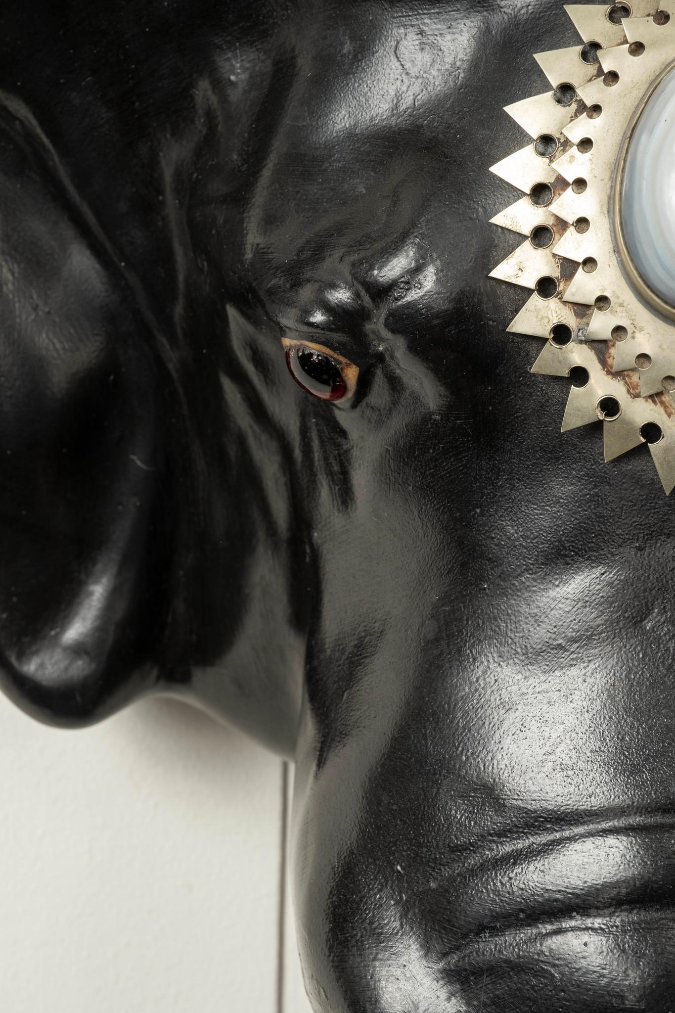Pair Black Elephant Head Mount Sconces  Attr. to Anthony Redmile, circa 1980s For Sale 9