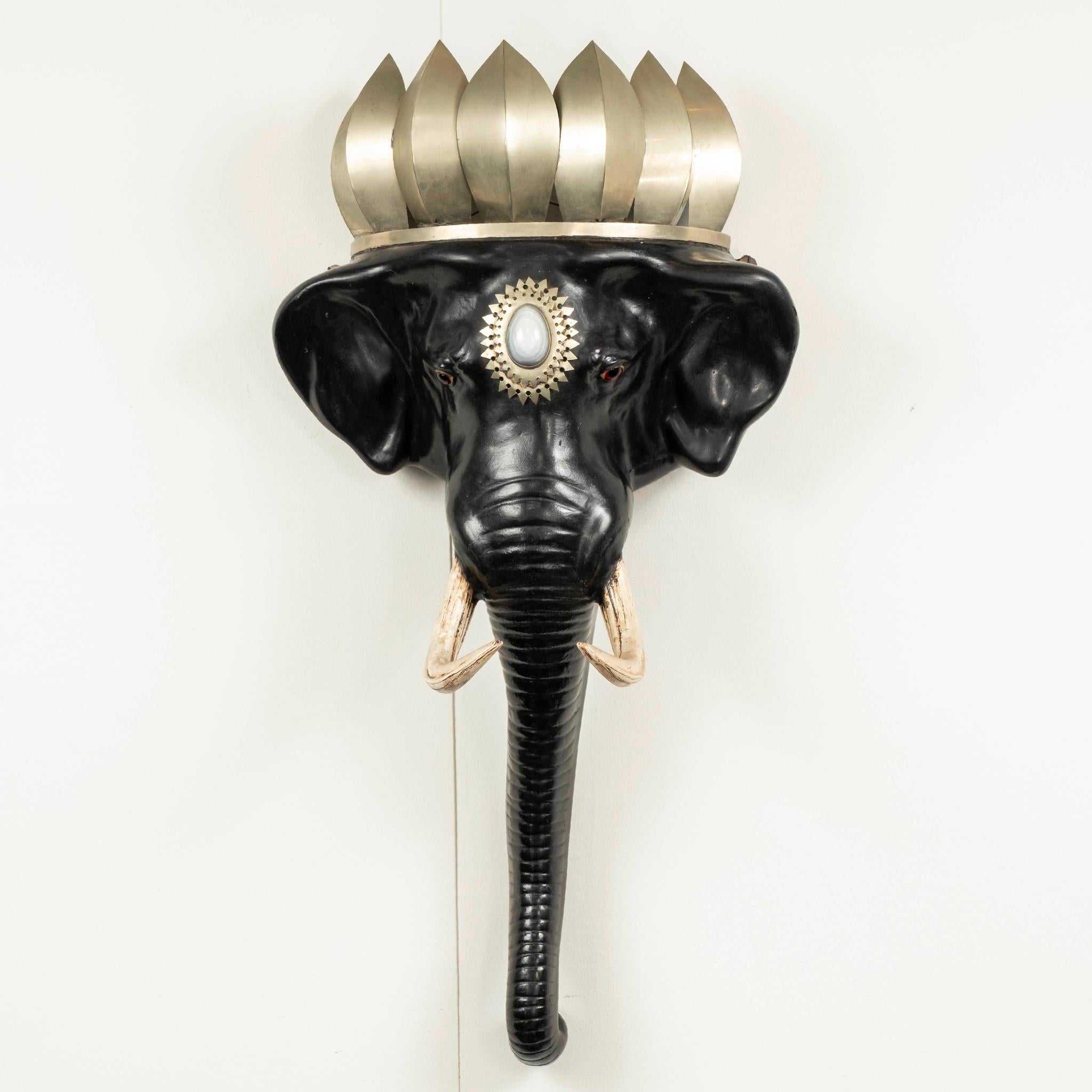Pair Black Elephant Head Mount Sconces  Attr. to Anthony Redmile, circa 1980s For Sale 10