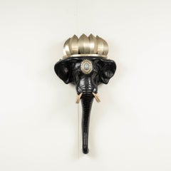 Pair Black Elephant Head Mount Sconces  Attr. to Anthony Redmile, circa 1980s