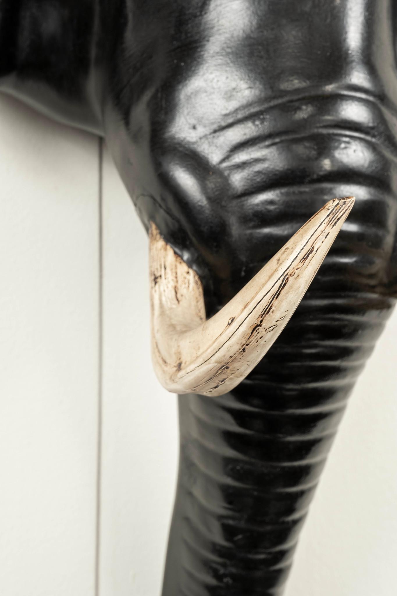 Painted Pair Black Elephant Head Mount Sconces  Attr. to Anthony Redmile, circa 1980s For Sale