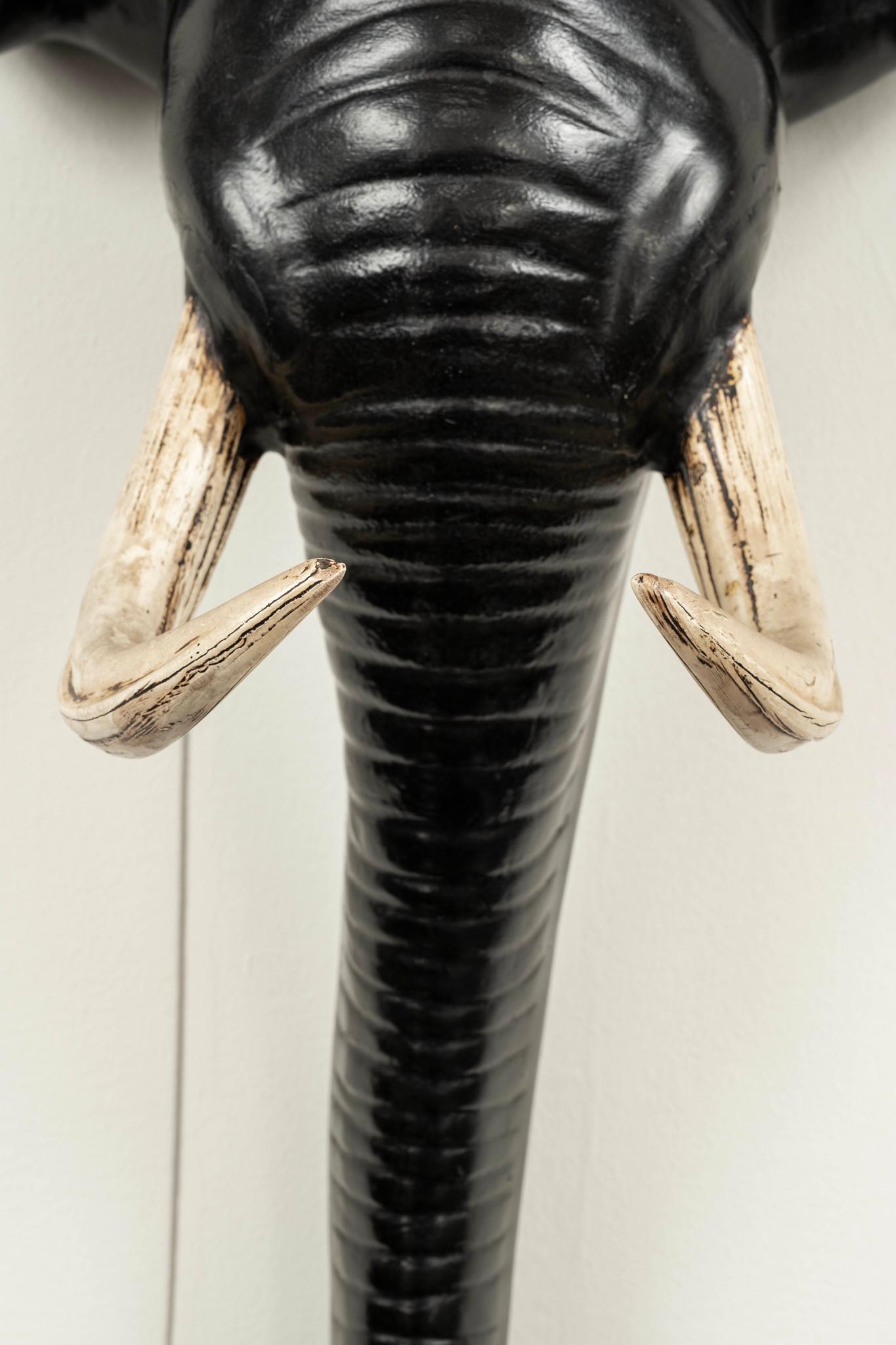 Pair Black Elephant Head Mount Sconces  Attr. to Anthony Redmile, circa 1980s In Good Condition For Sale In Houston, TX