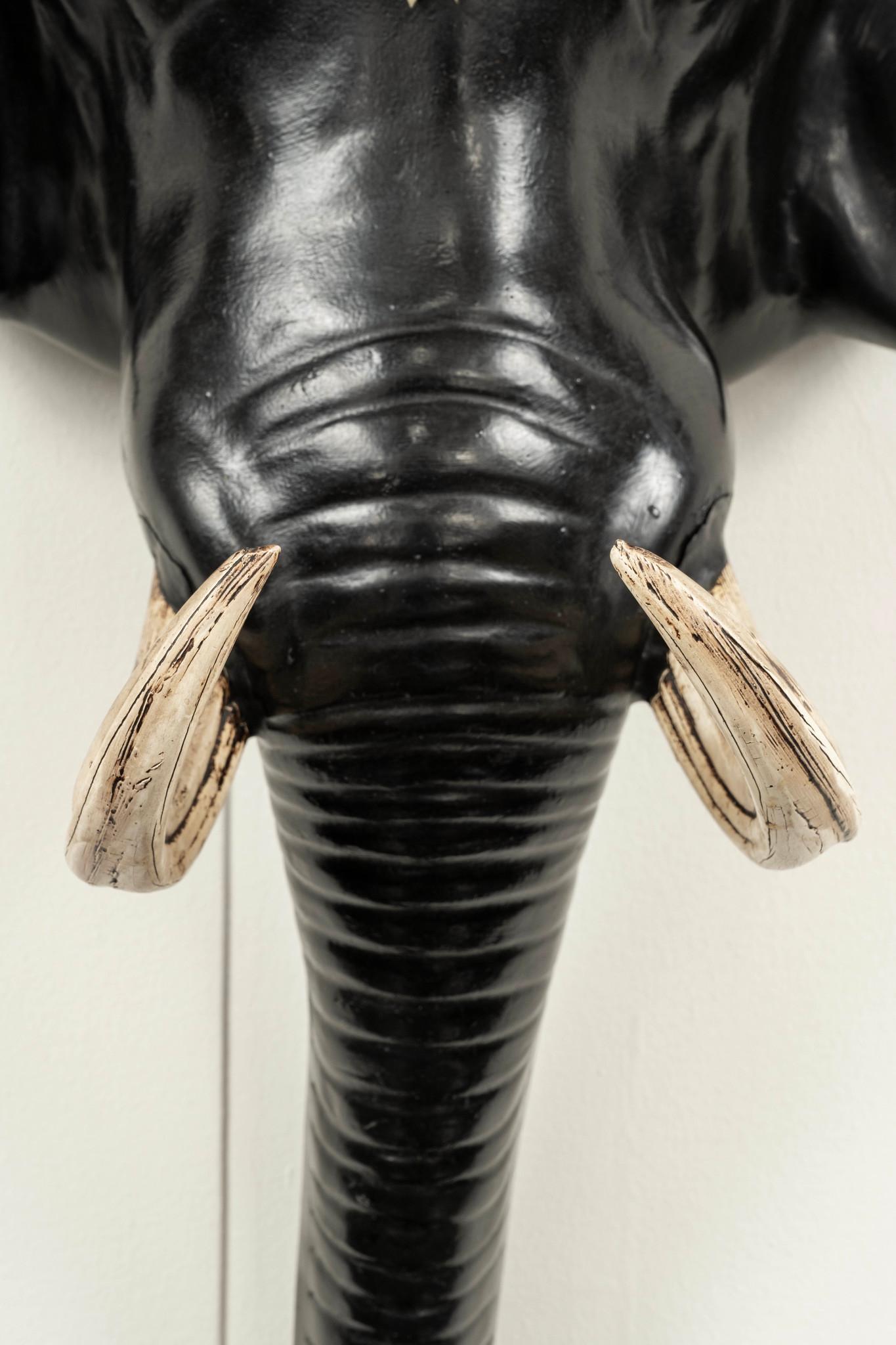 20th Century Pair Black Elephant Head Mount Sconces  Attr. to Anthony Redmile, circa 1980s For Sale