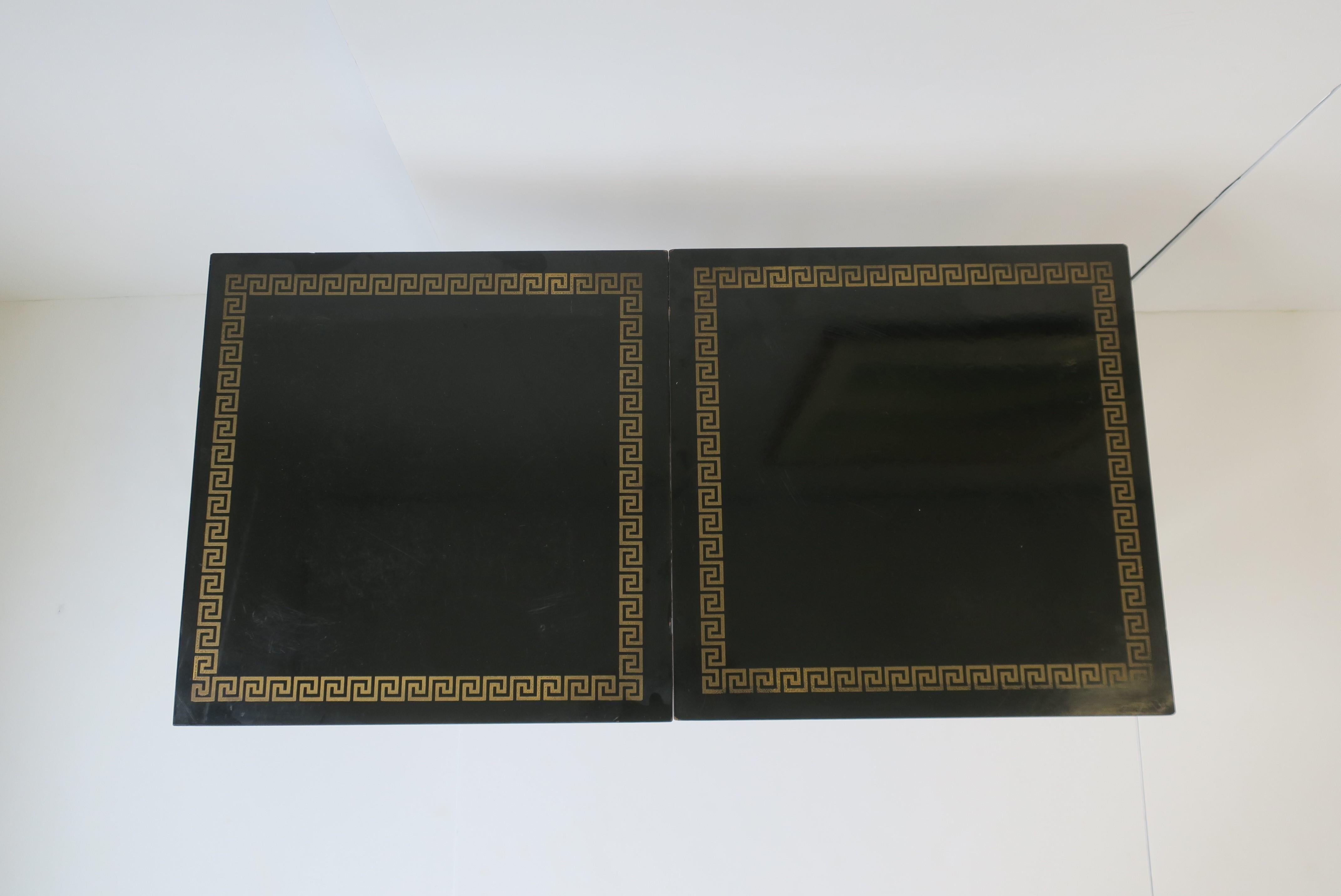 Midcentury Modern Black End, Side or Nesting Tables w/Greek-Key, Pair, 1940s 3