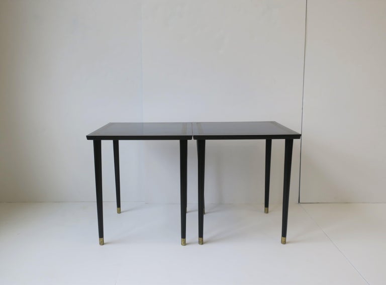 Midcentury Modern Black End, Side or Nesting Tables Pair, ca. 1940s For Sale 3