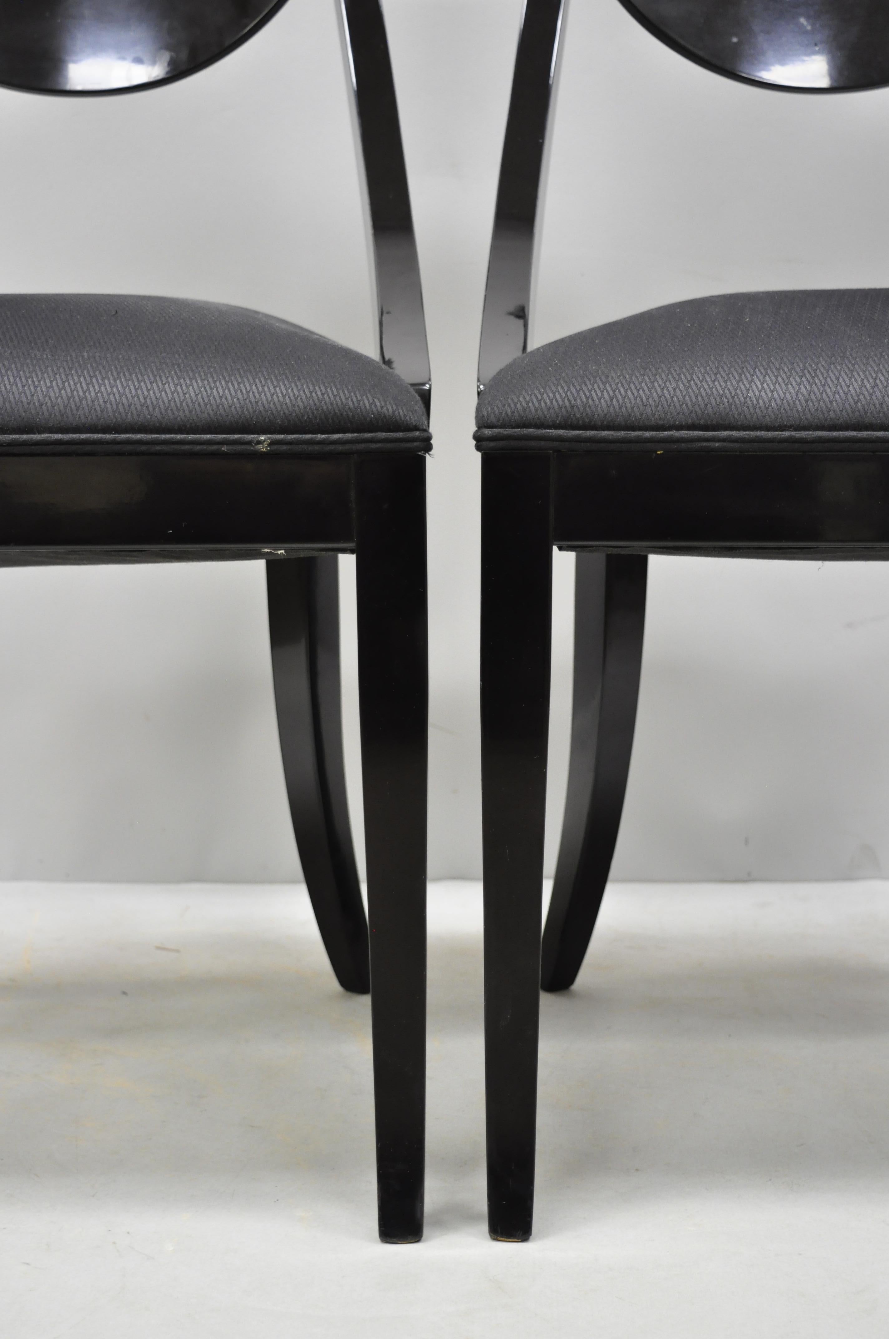20th Century Pair of Black Lacquer Italian Hollywood Regency Side Chairs by Pietro Costantini