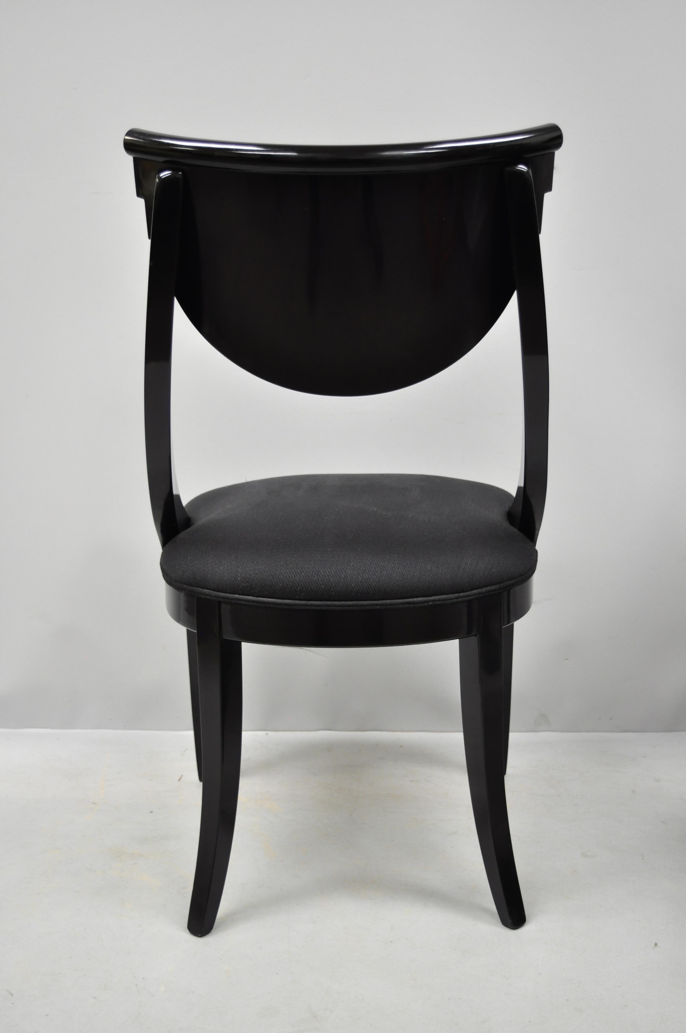 Pair of Black Lacquer Italian Hollywood Regency Side Chairs by Pietro Costantini 4