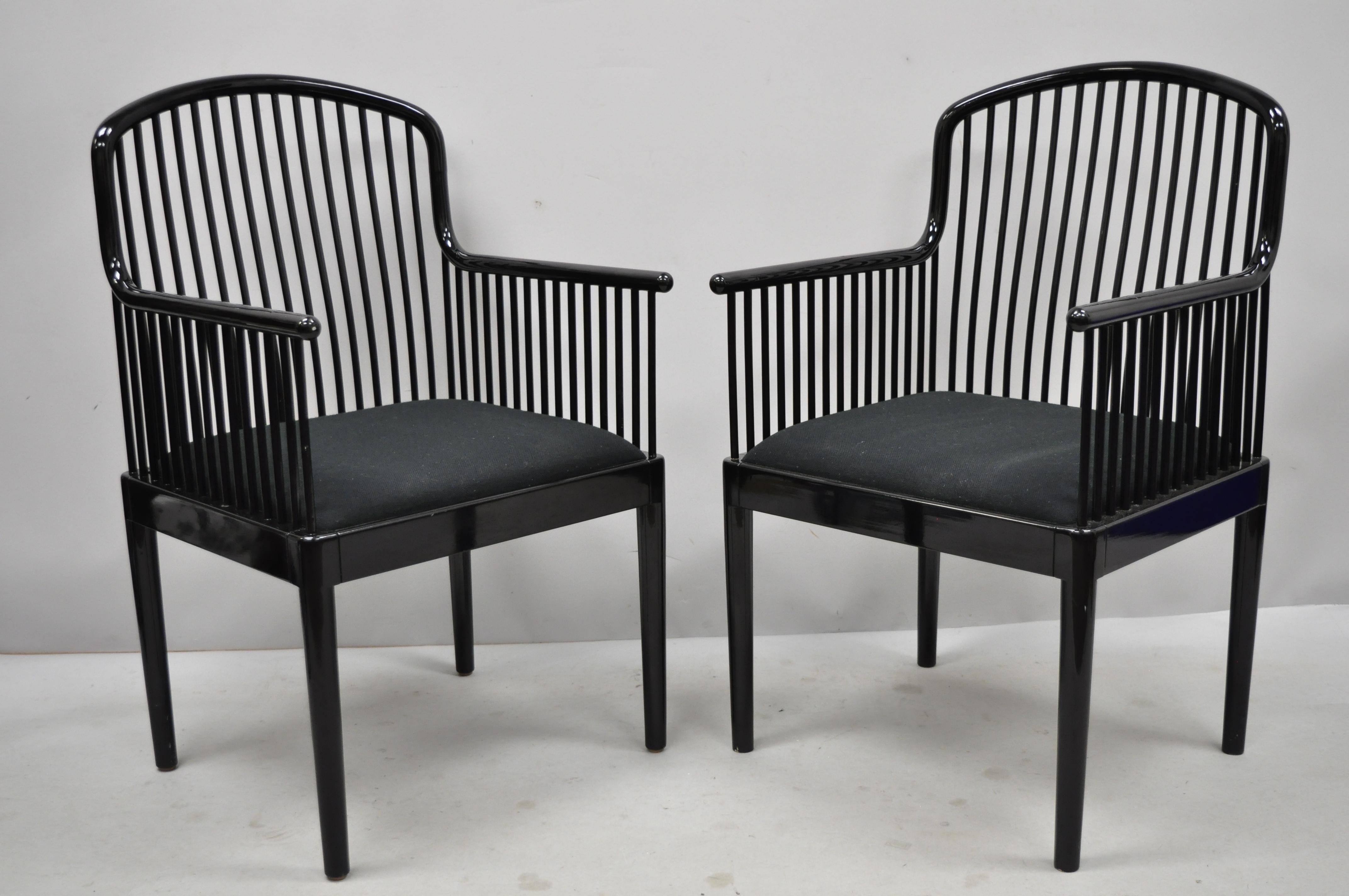 Pair of Black Lacquer Modern Andover Armchairs by Davis Allen for Stendig 'A' 6