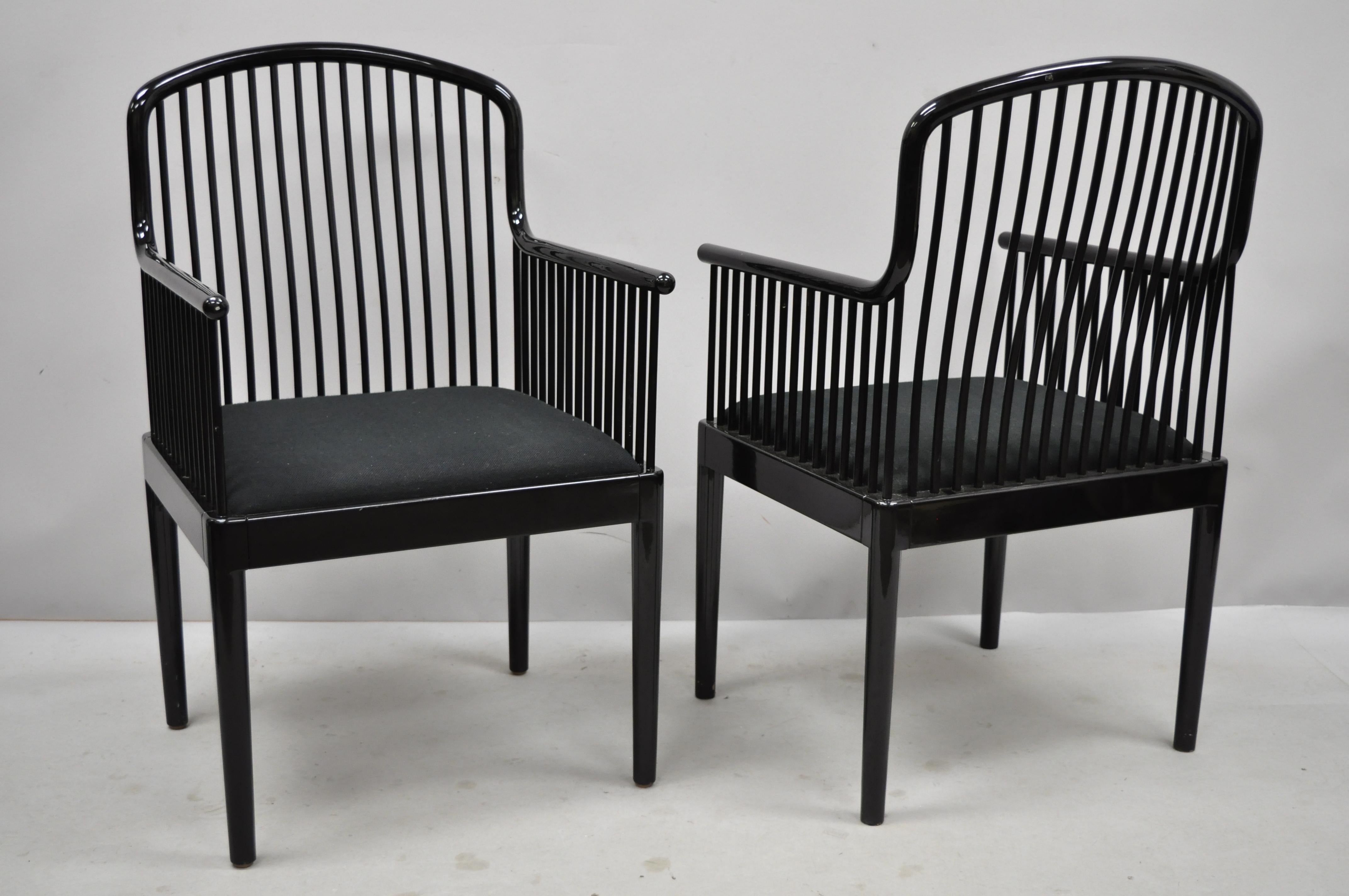 Italian Pair of Black Lacquer Modern Andover Armchairs by Davis Allen for Stendig 'A'