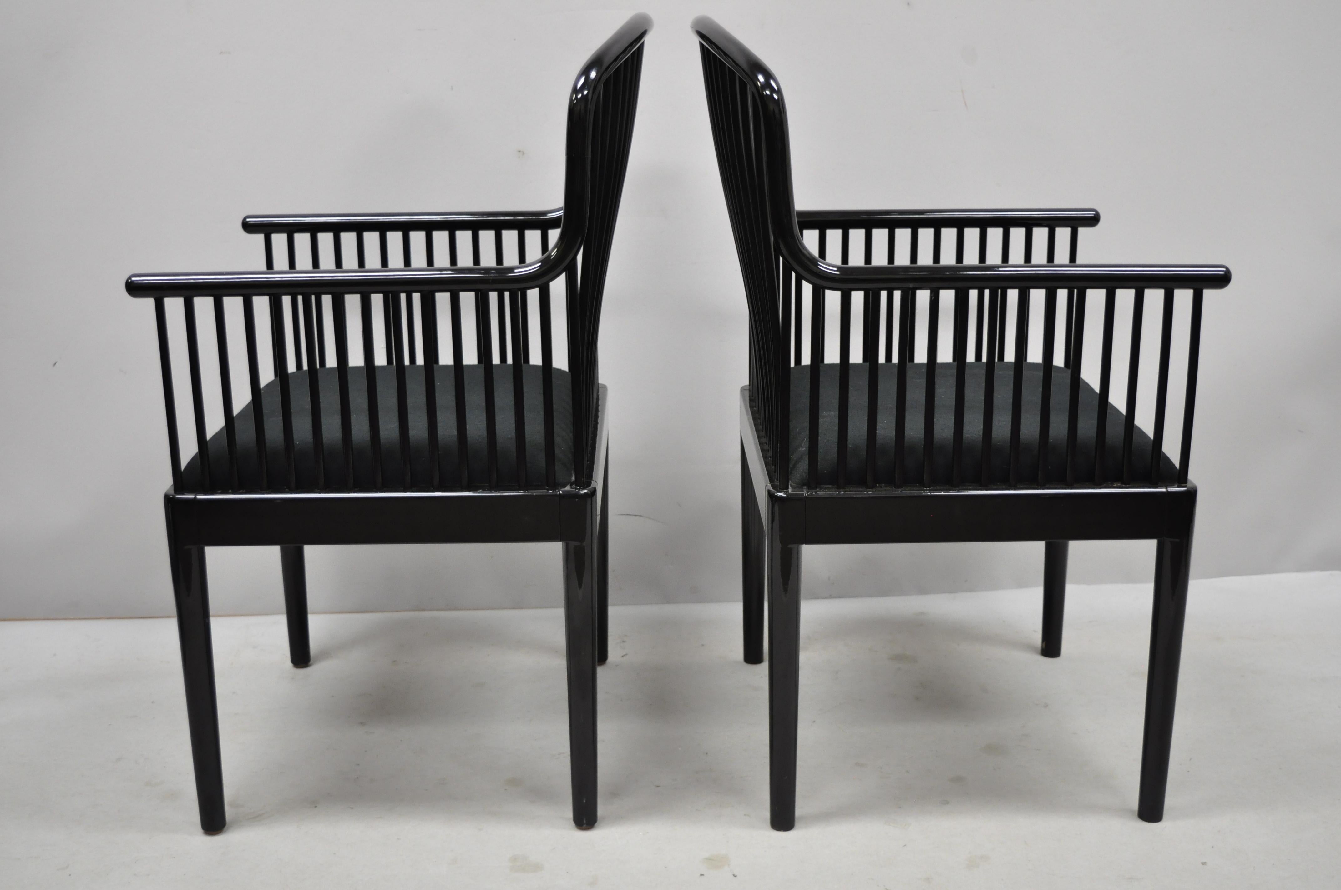 Pair of Black Lacquer Modern Andover Armchairs by Davis Allen for Stendig 'A' In Good Condition In Philadelphia, PA