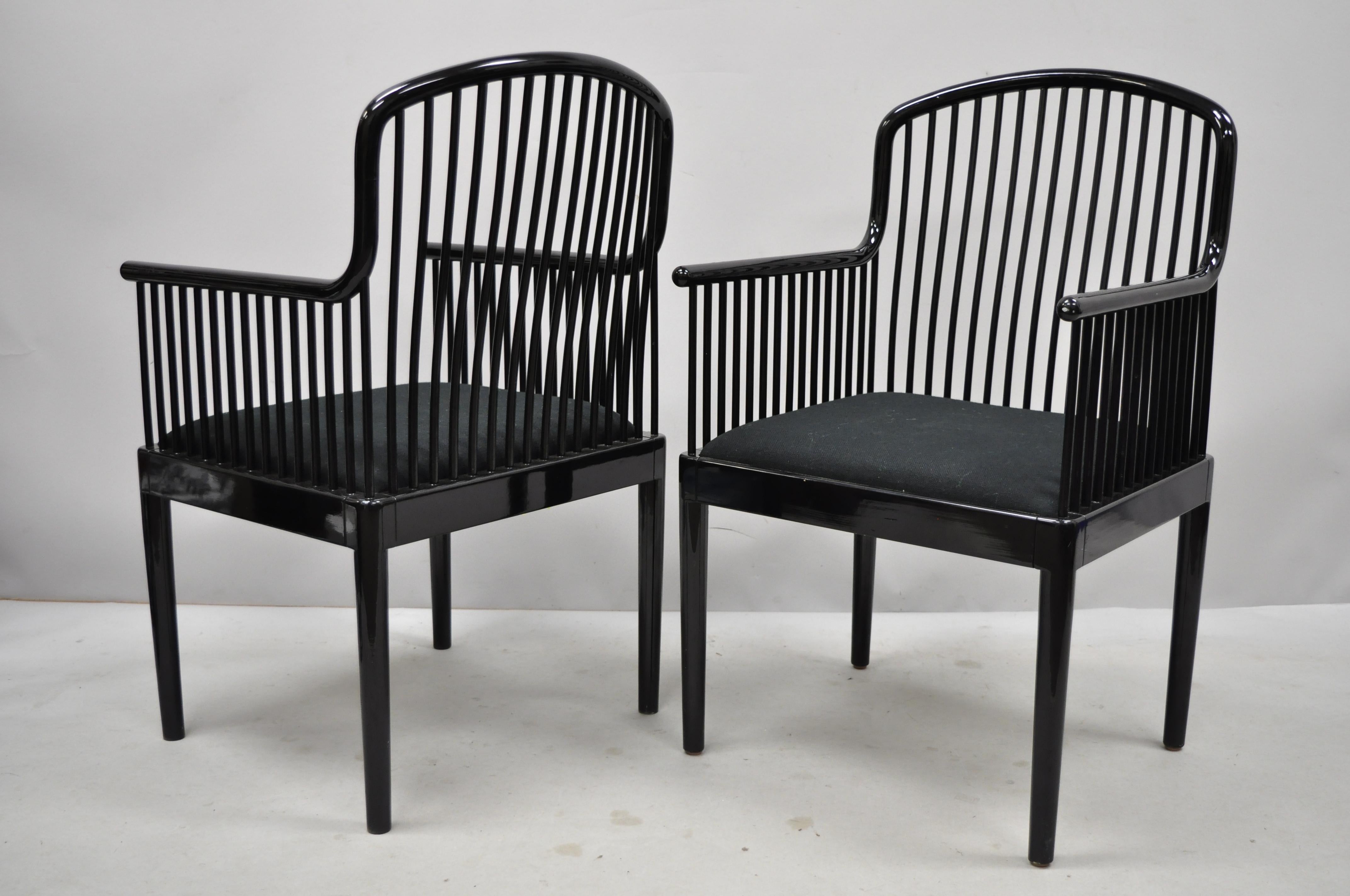 Pair of Black Lacquer Modern Andover Armchairs by Davis Allen for Stendig 'B' 5