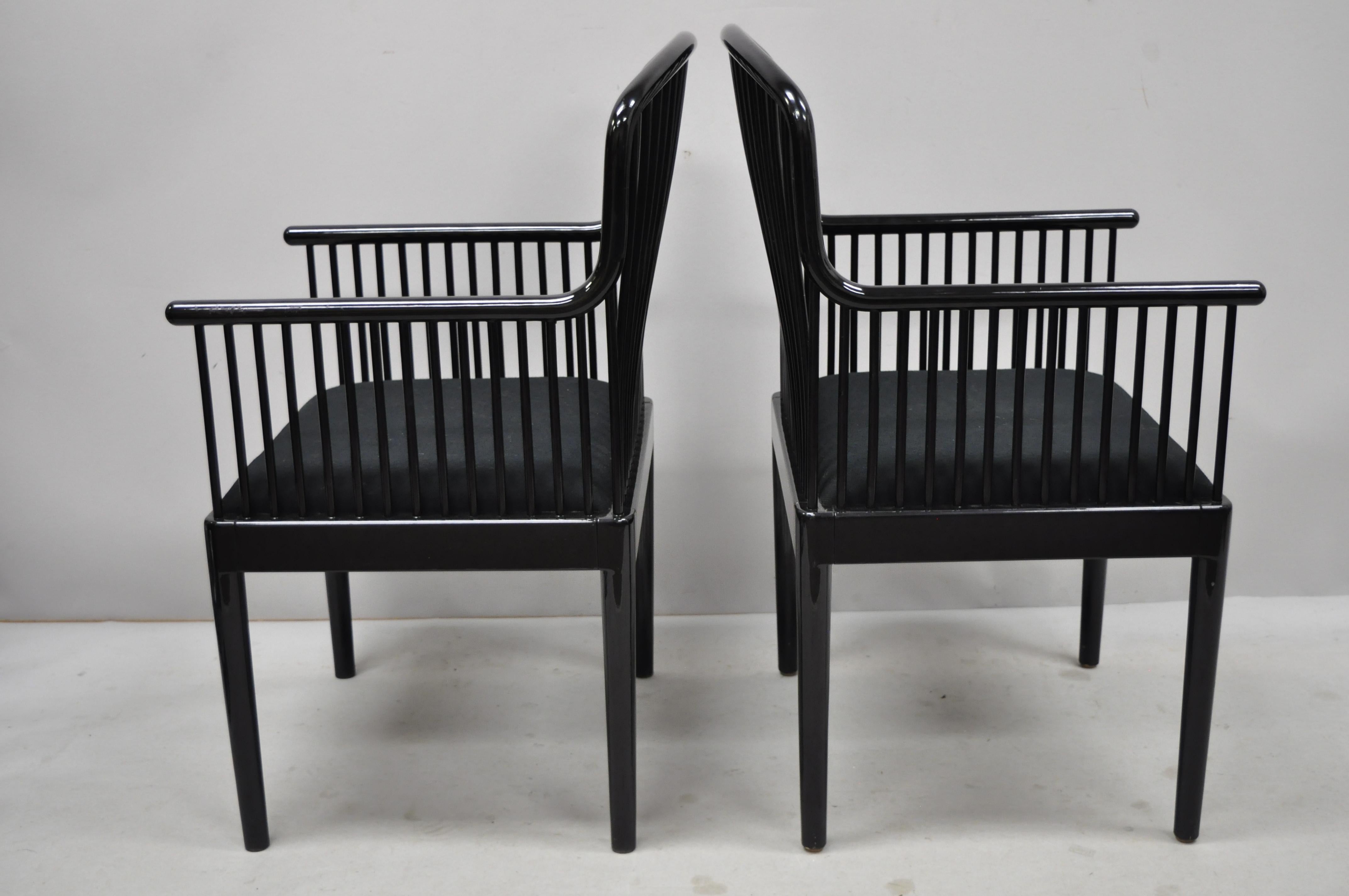 Italian Pair of Black Lacquer Modern Andover Armchairs by Davis Allen for Stendig 'B'