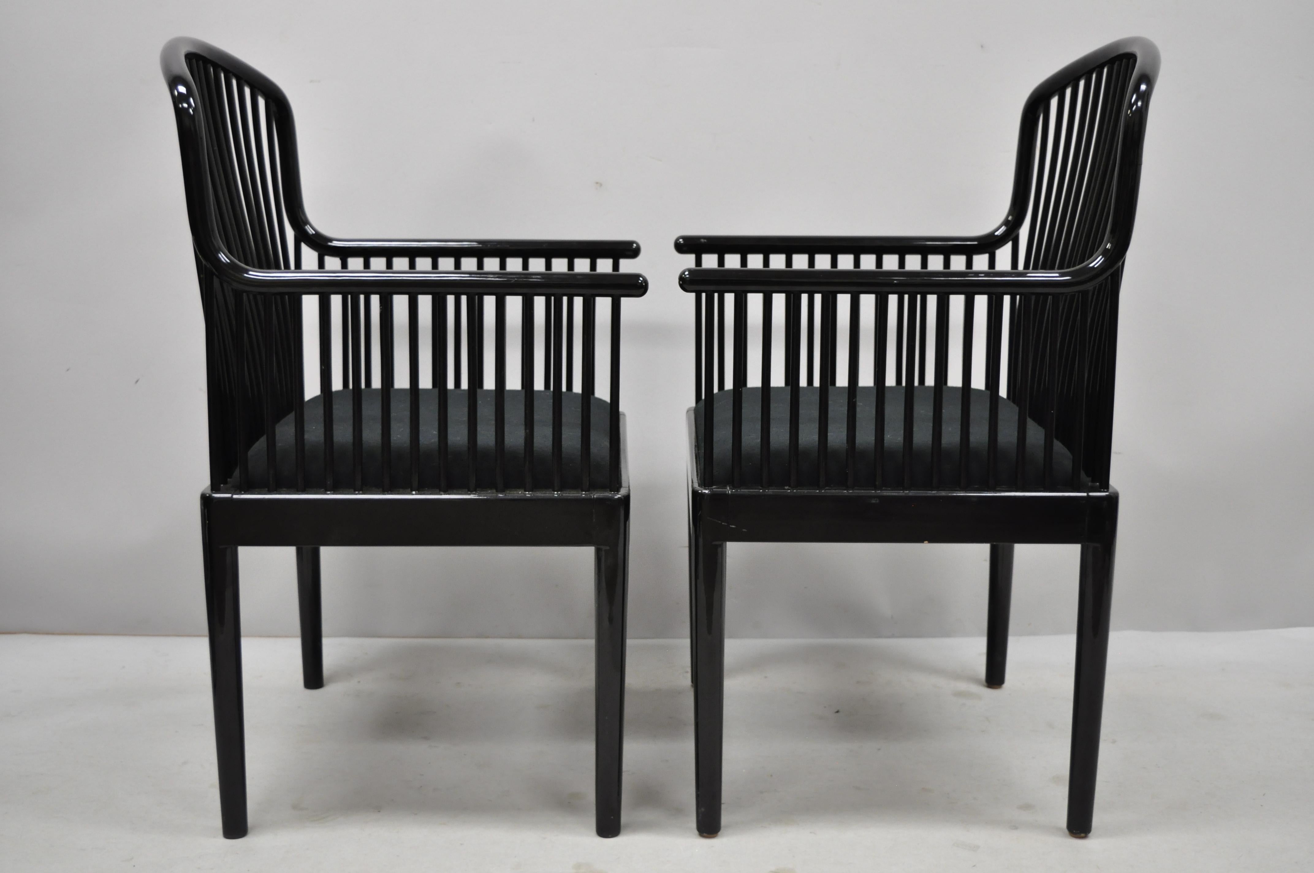Wood Pair of Black Lacquer Modern Andover Armchairs by Davis Allen for Stendig 'B'