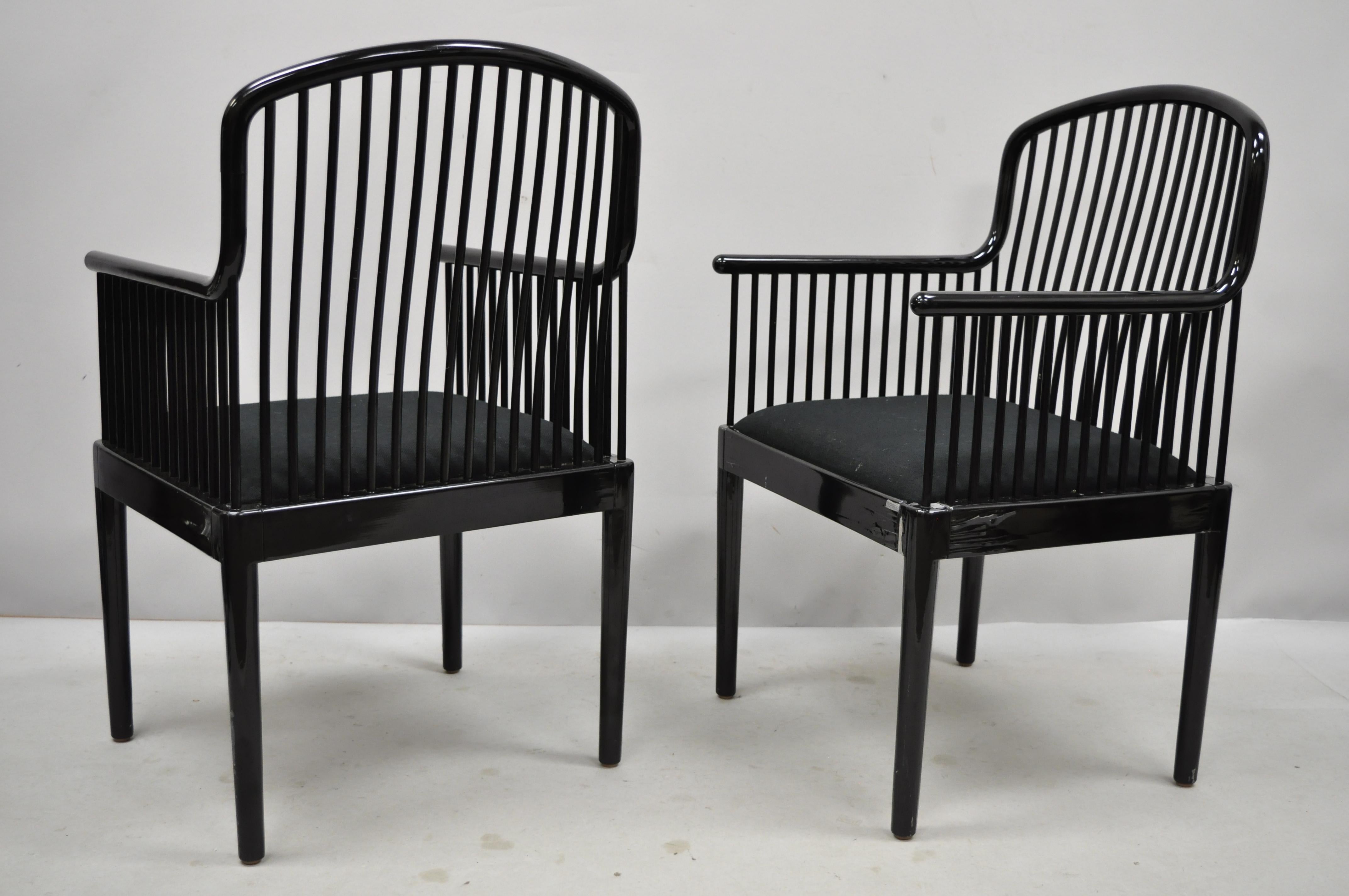 Italian Pair of Black Lacquer Modern Andover Armchairs by Davis Allen for Stendig 'C'