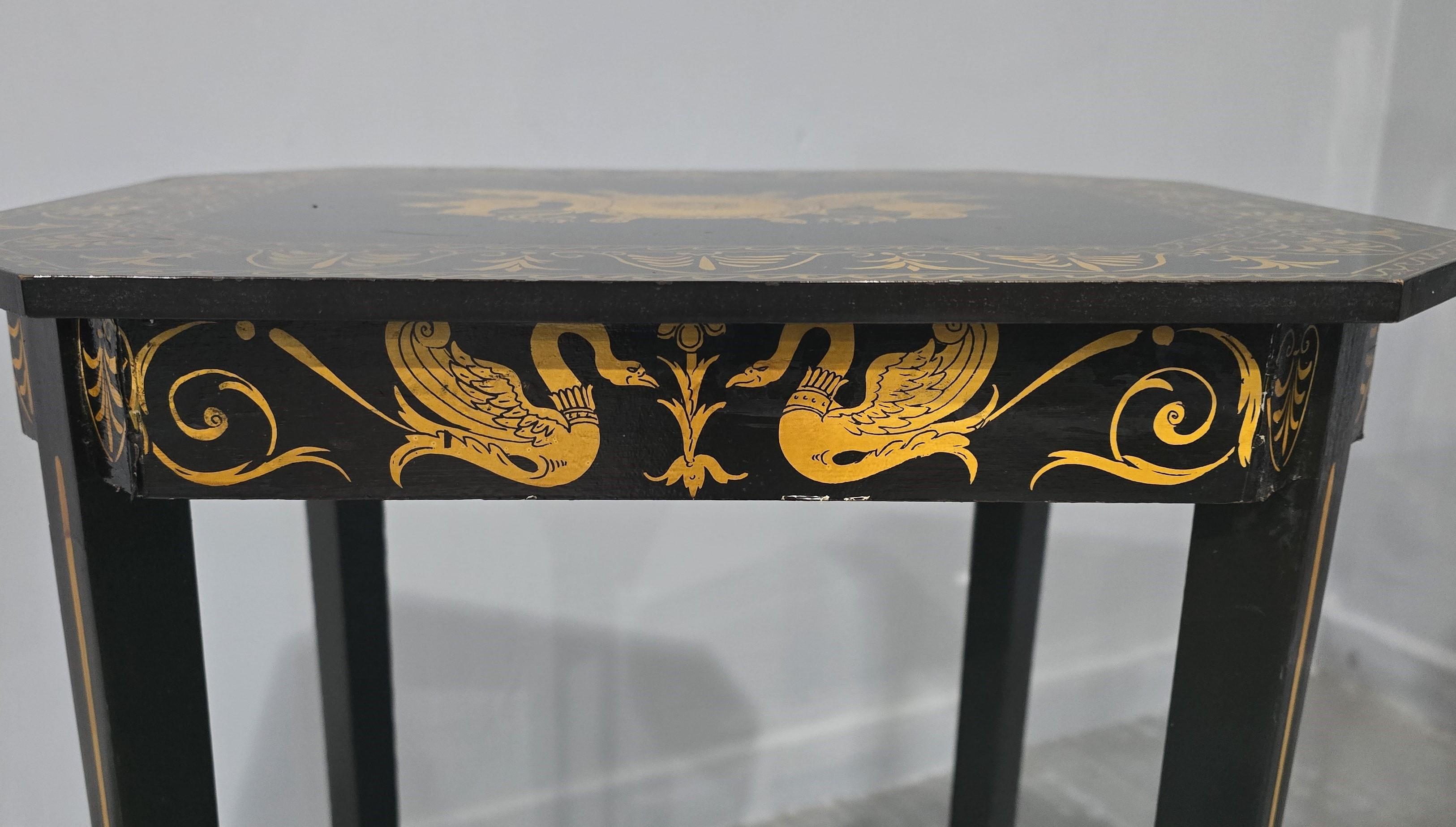 Pair Black Laquered Lamp  Tables For Sale 2