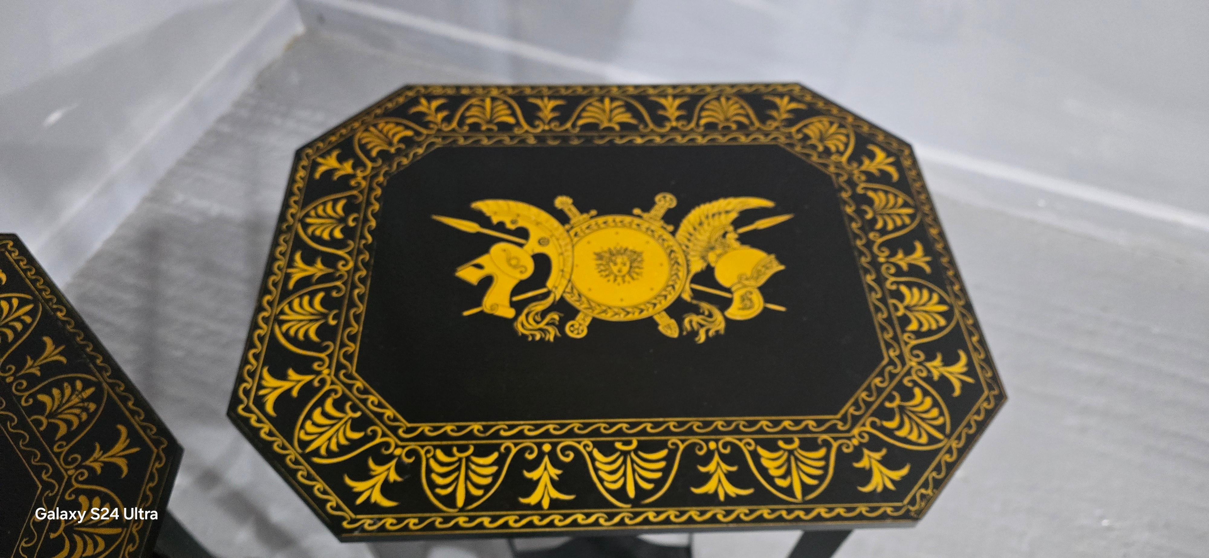 Pair Black Laquered Lamp  Tables For Sale 3