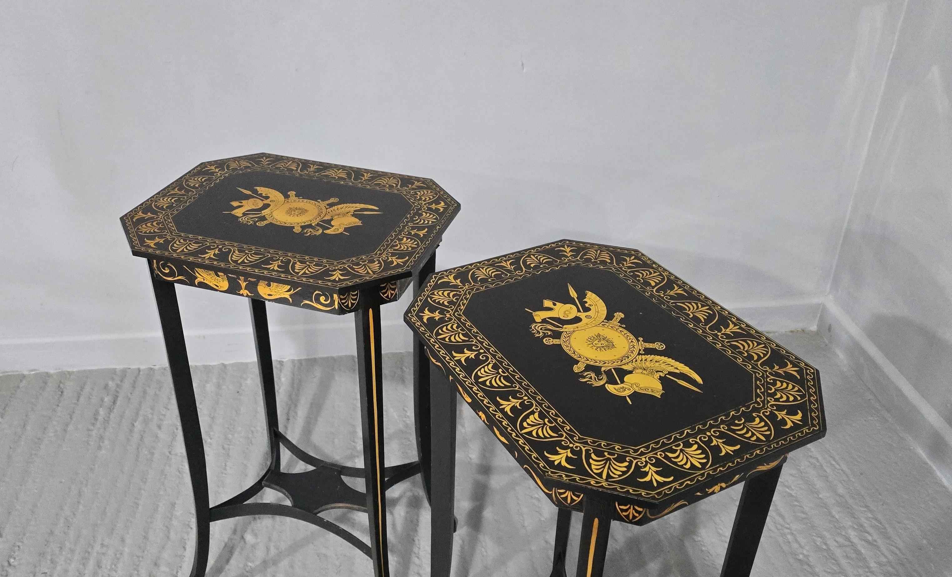 Pair Black Laquered Lamp  Tables For Sale 1