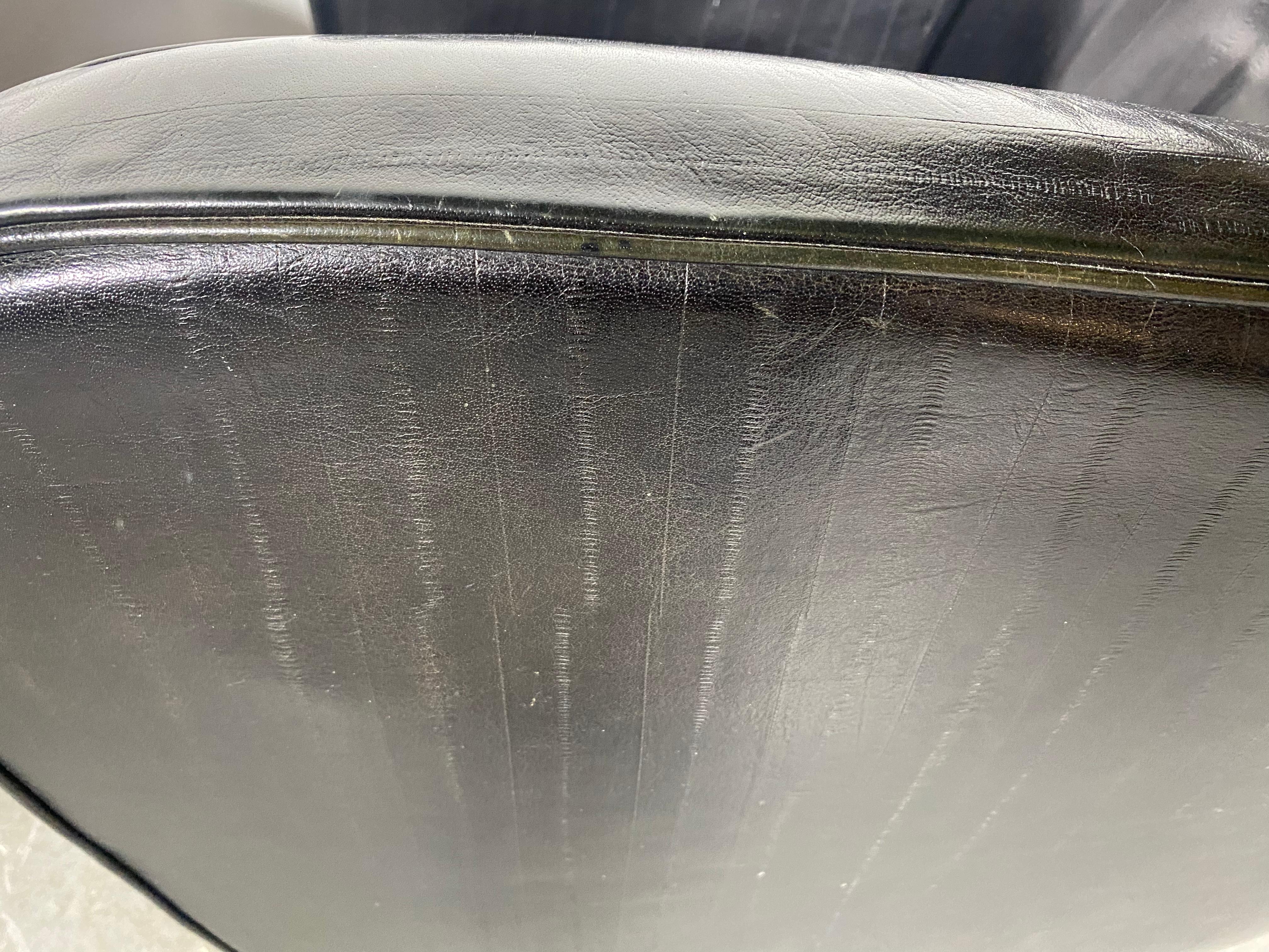 Pair Black Leather Art Deco Style, Streamline Lounge Chairs Stone ...