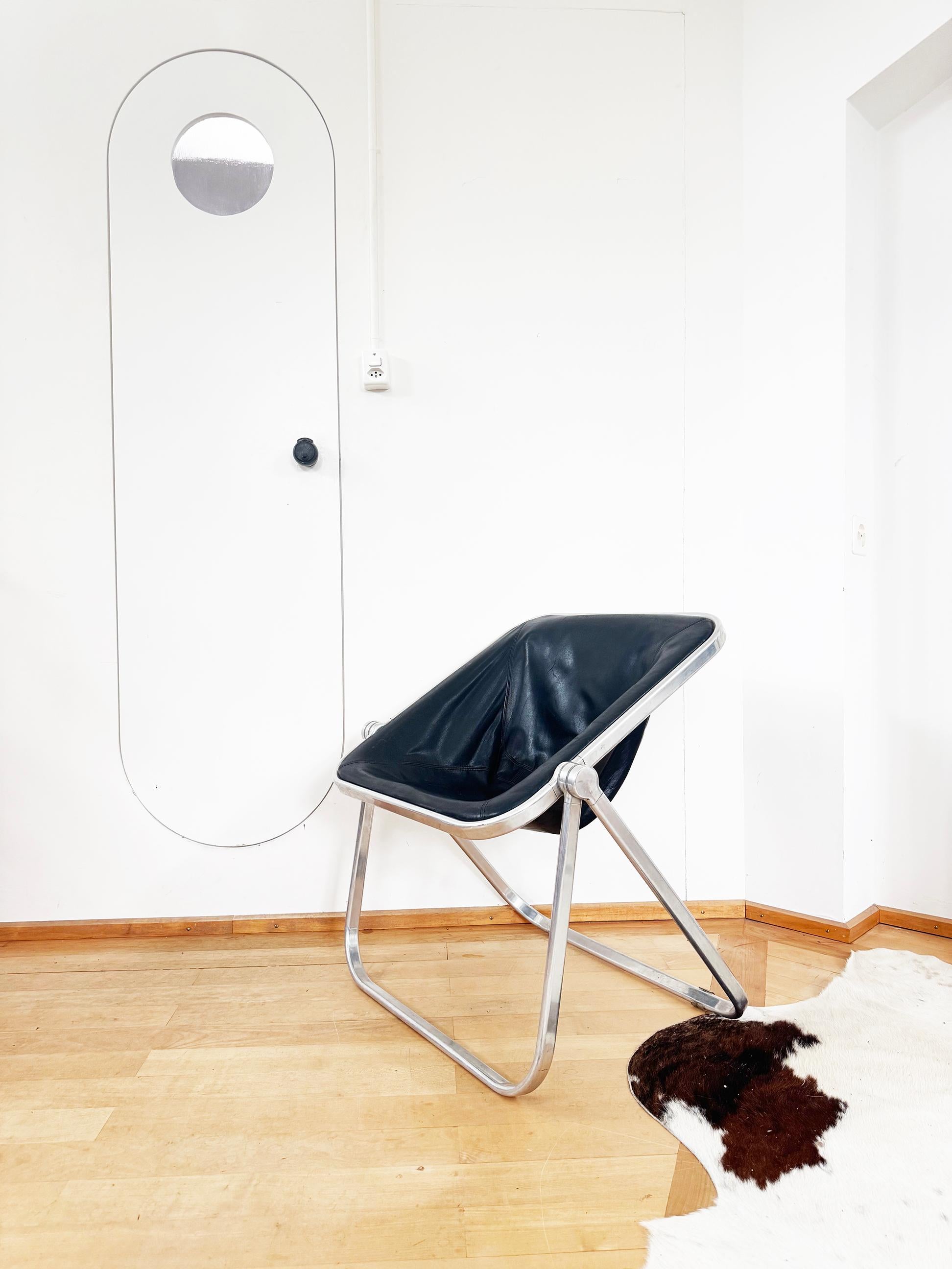 Paar, Schwarzes Leder Chrom Giancarlo Piretti Plona Stühle Castelli - Italien, 1969 im Angebot 4